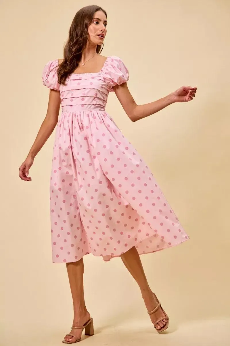 50's Polka Dot Retro Cutie Dress in Pink — view 6