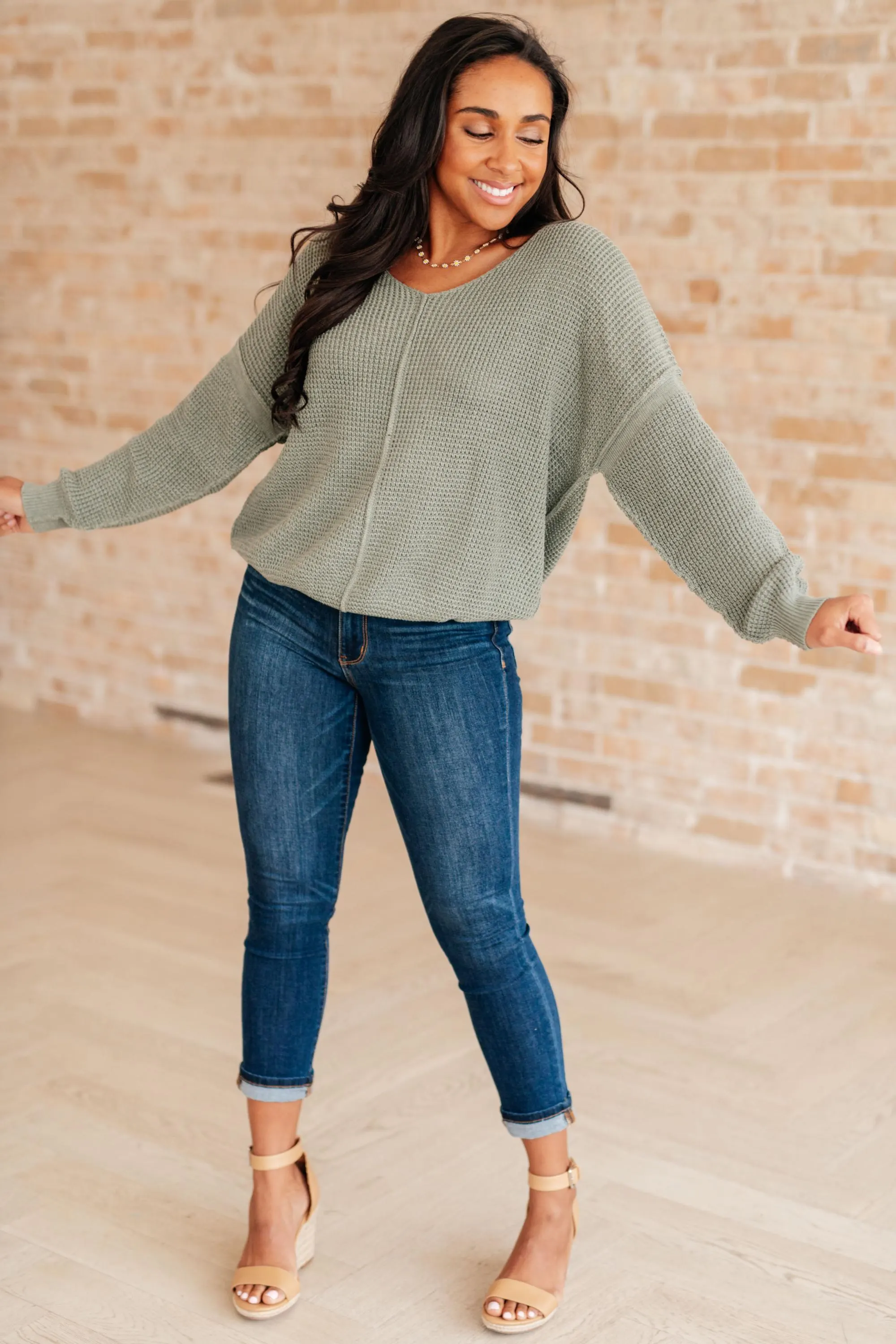 Sweater Weather Top Magi Lune V-neck Sweater — view 3