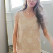 Floral Embroidery Linen Top in Sand — view 2