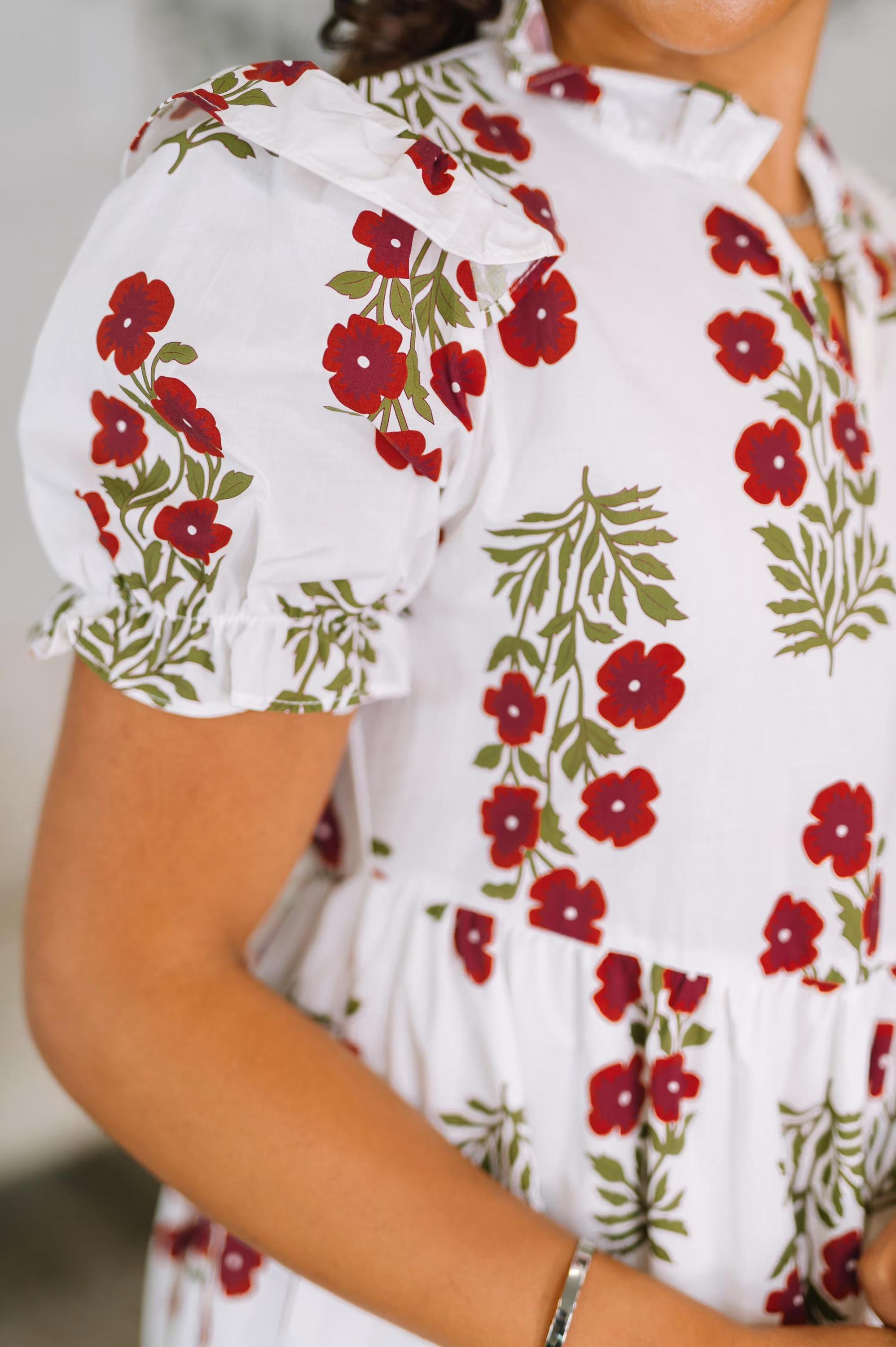 Quiet Life Notch Neck Tiered Dress in White — view 3