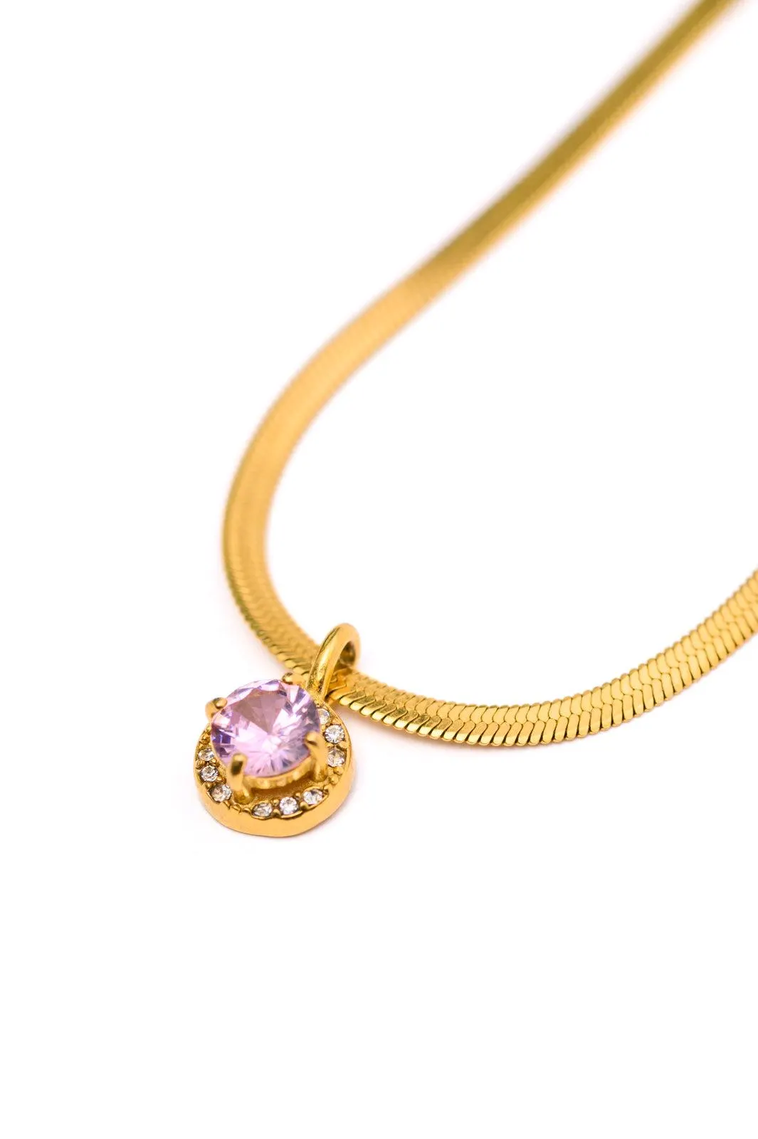 18K Gold Here to Shine Pink Gem Hypoallergenic Necklace — view 13