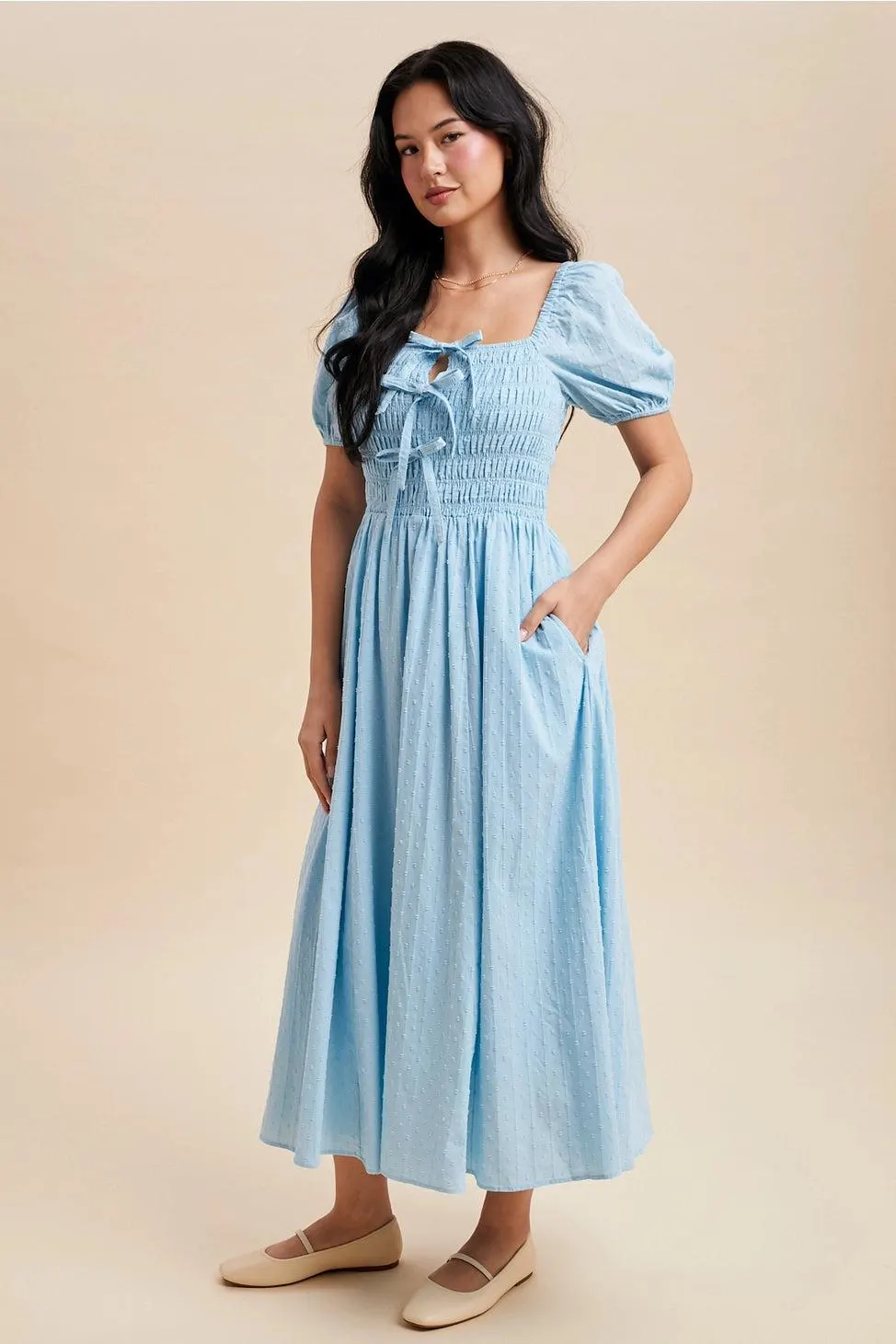 Wonderland Whimsy Cotton Dress in Blue Aura — view 3