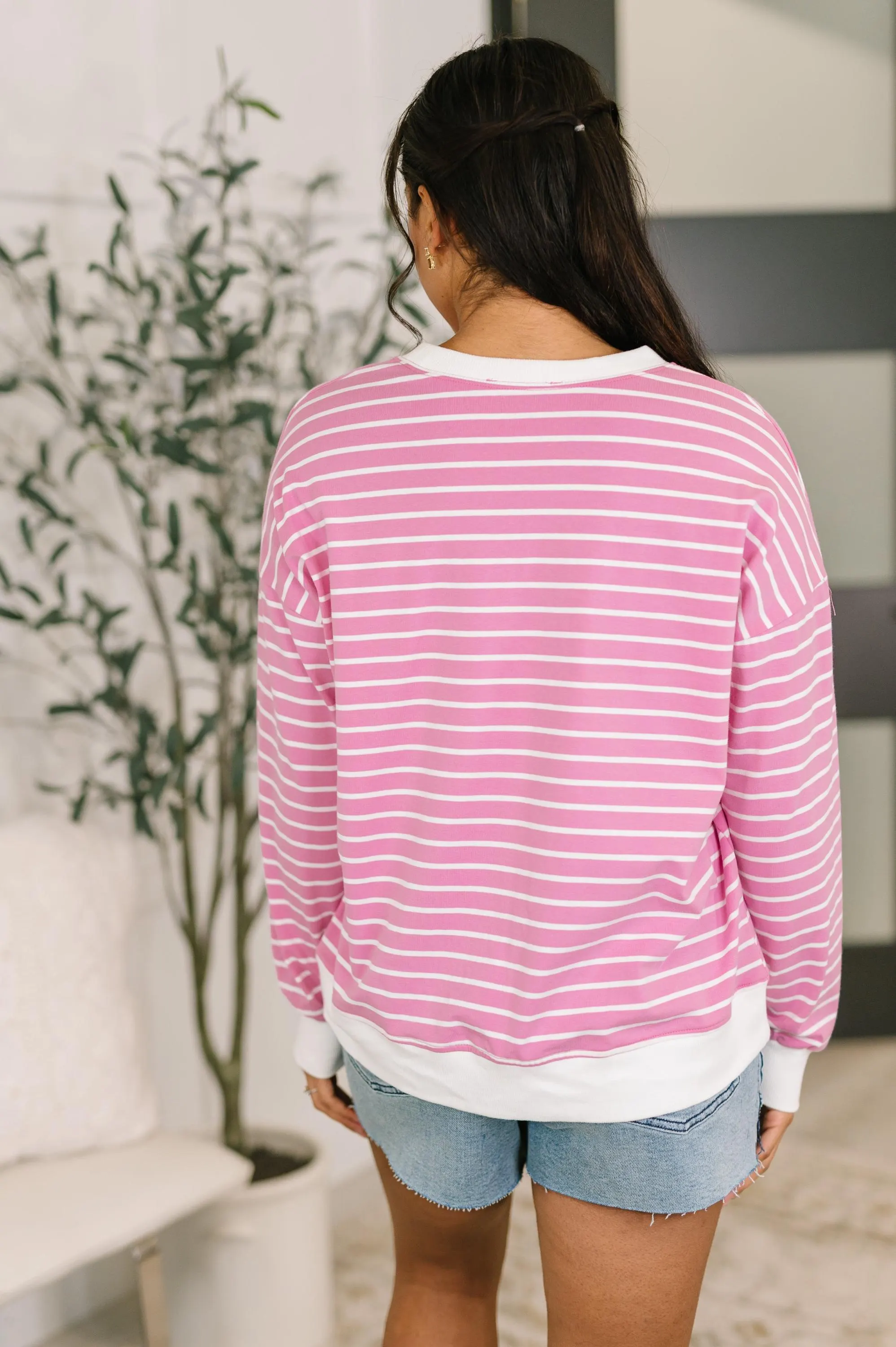 Almost Therapeutic Drop Shoulder Pullover in Candy Pink — view 5