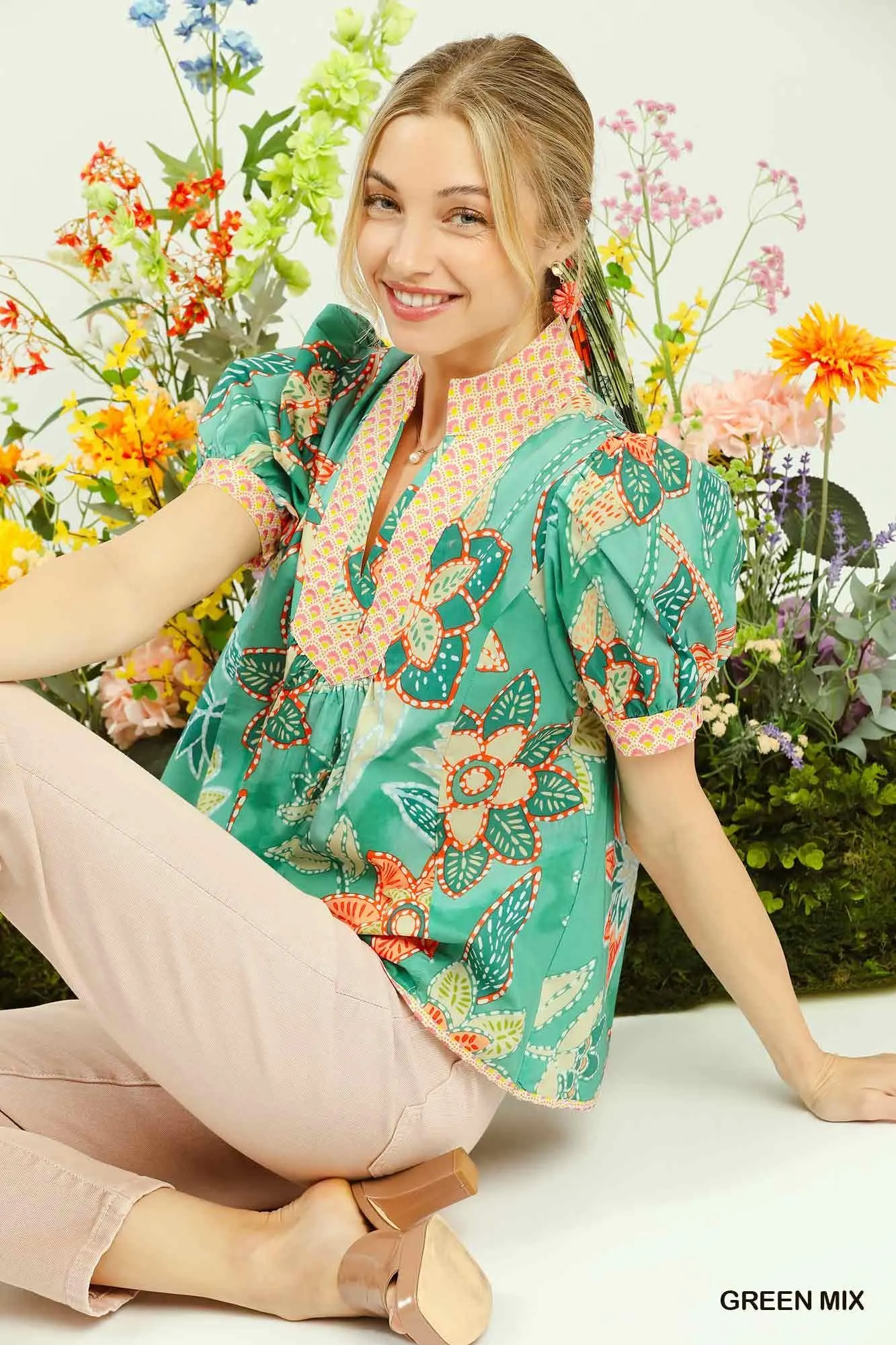 Where the Flowers Grow Cotton Blouse