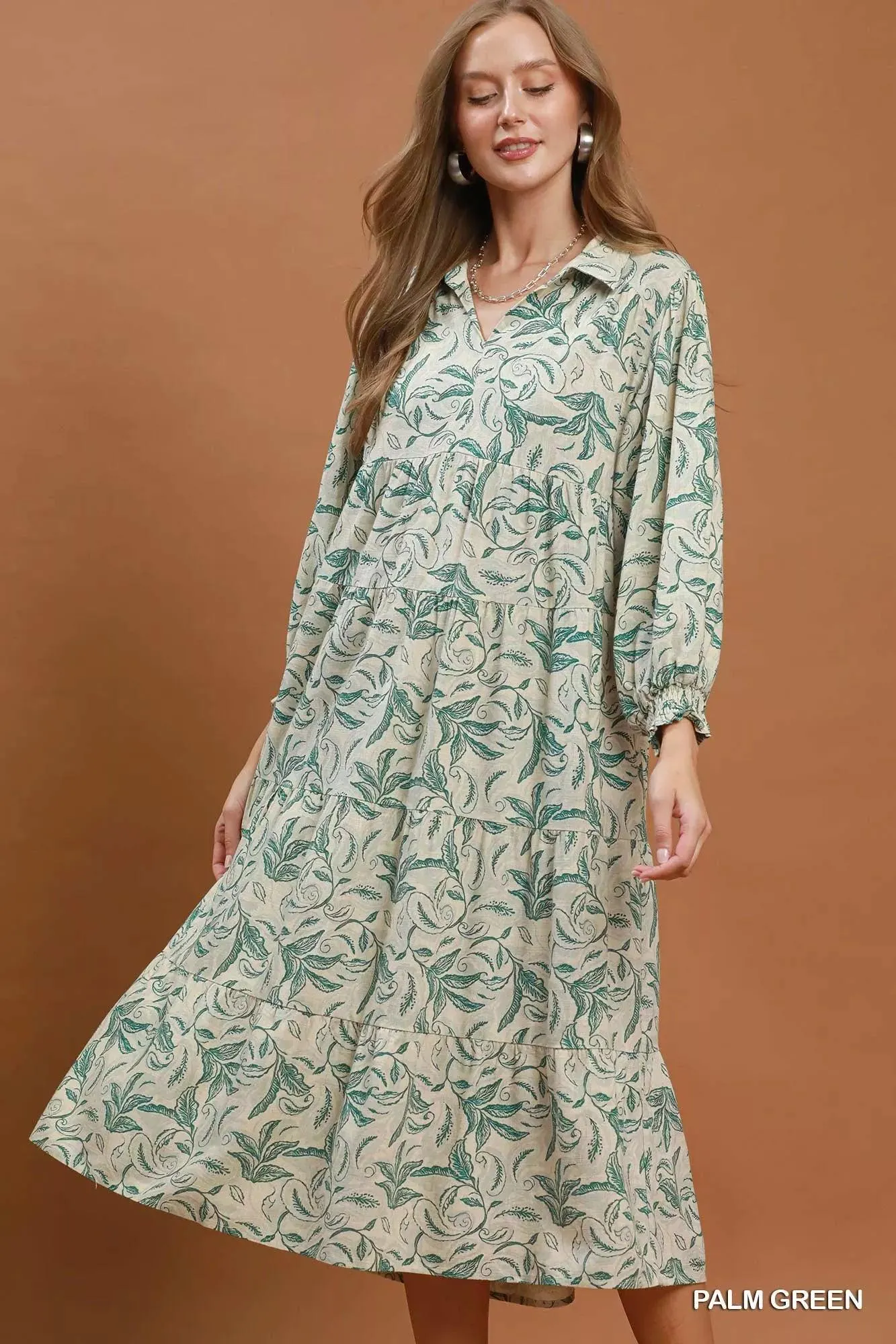Alpine Linen Maxi Dress in Palm