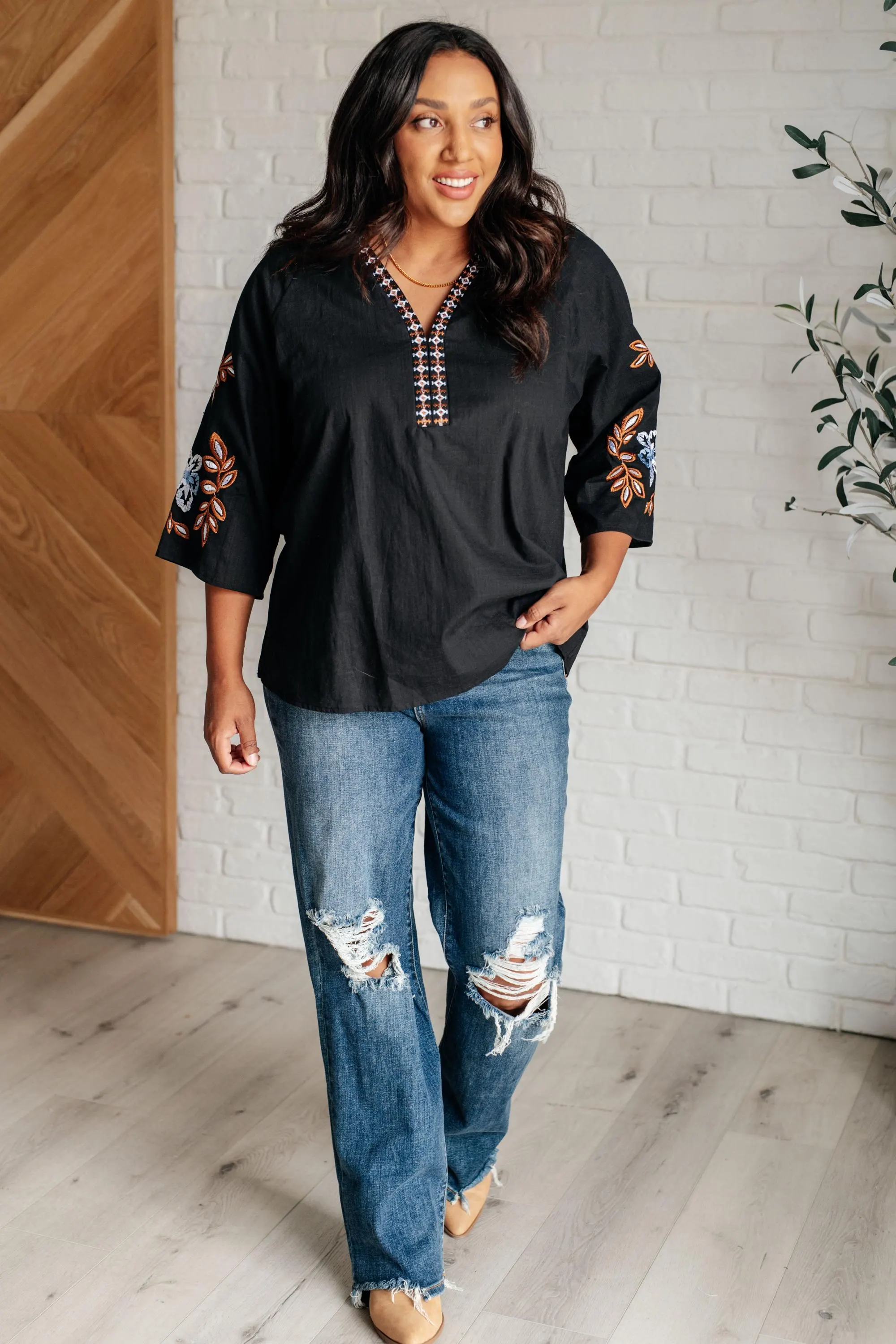 All in Me Embroidered Cotton Blouse — view 5
