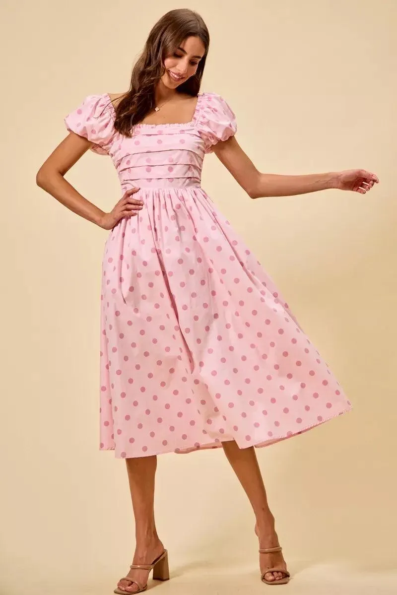 50's Polka Dot Retro Cutie Dress in Pink — view 14
