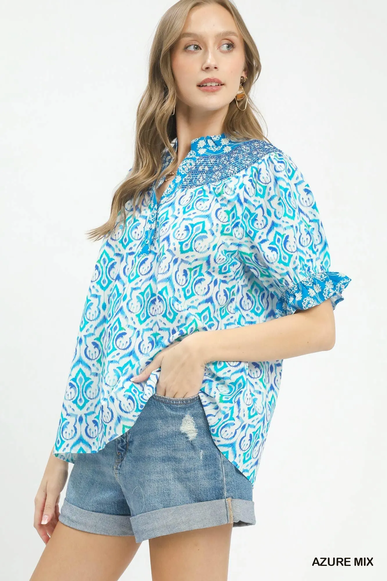 A Day in the Life Smocked Cotton Top — view 2