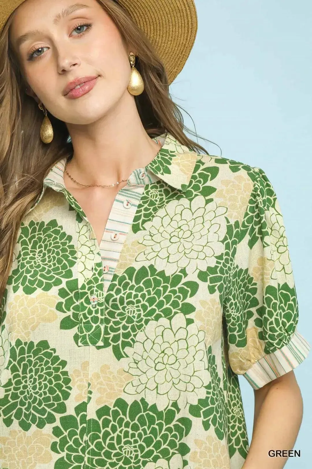 Wild Berry Blooms Linen Blouse — view 4