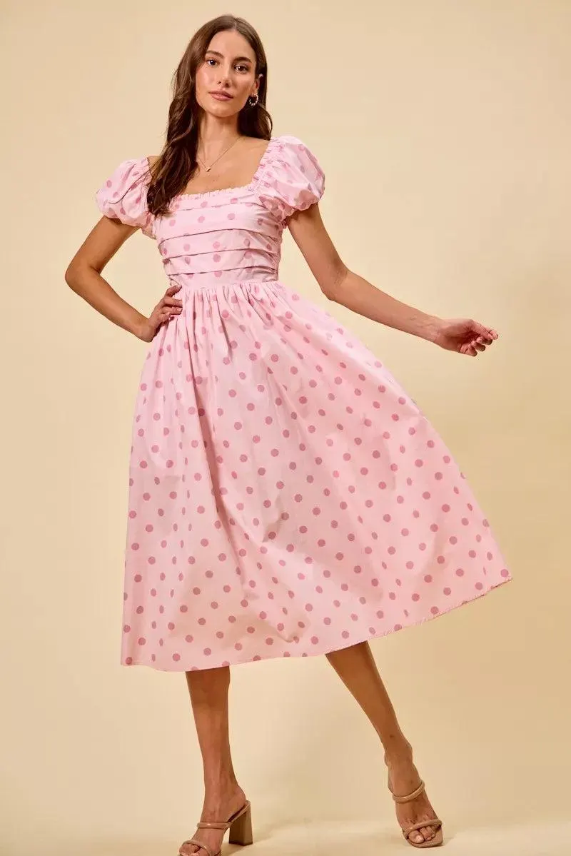 50's Polka Dot Retro Cutie Dress in Pink — view 13