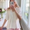 Sweet Cream Cotton Gauzy Puffy Sleeve Ruffle Top — view 2