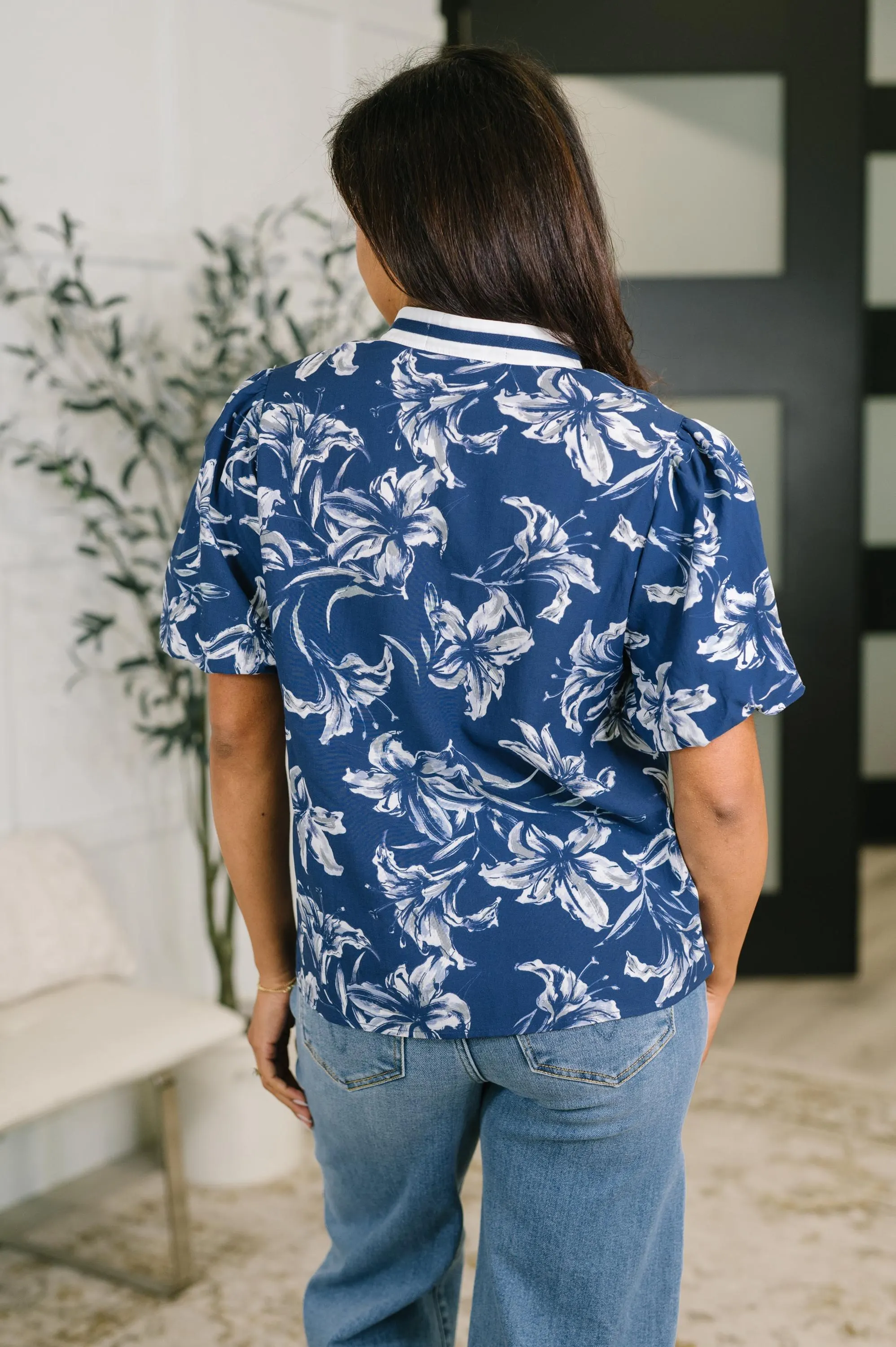 Retro Puff Sleeve Floral Cotton Blouse — view 5