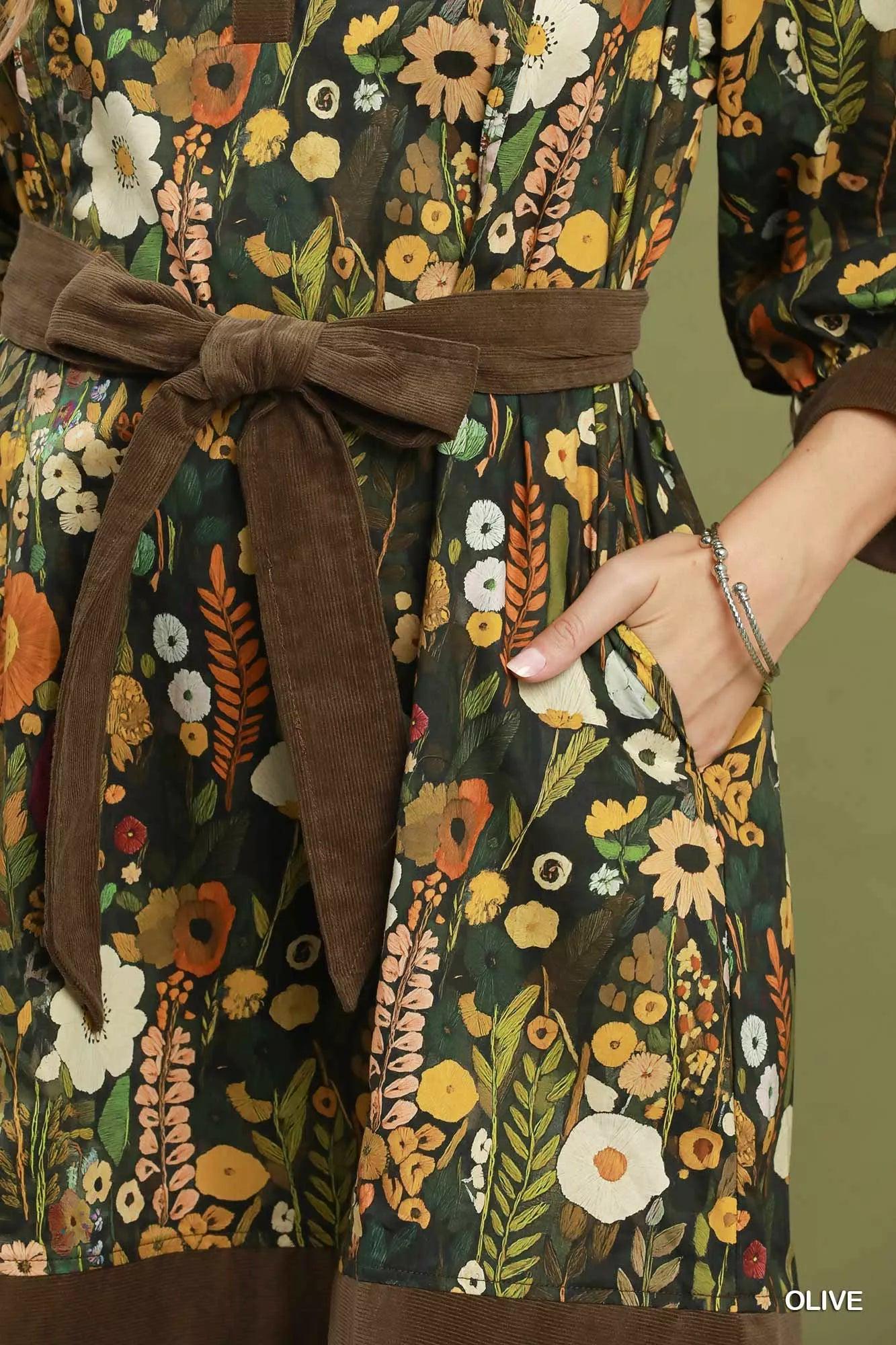 Olive You More Floral Cotton Mini Dress — view 6