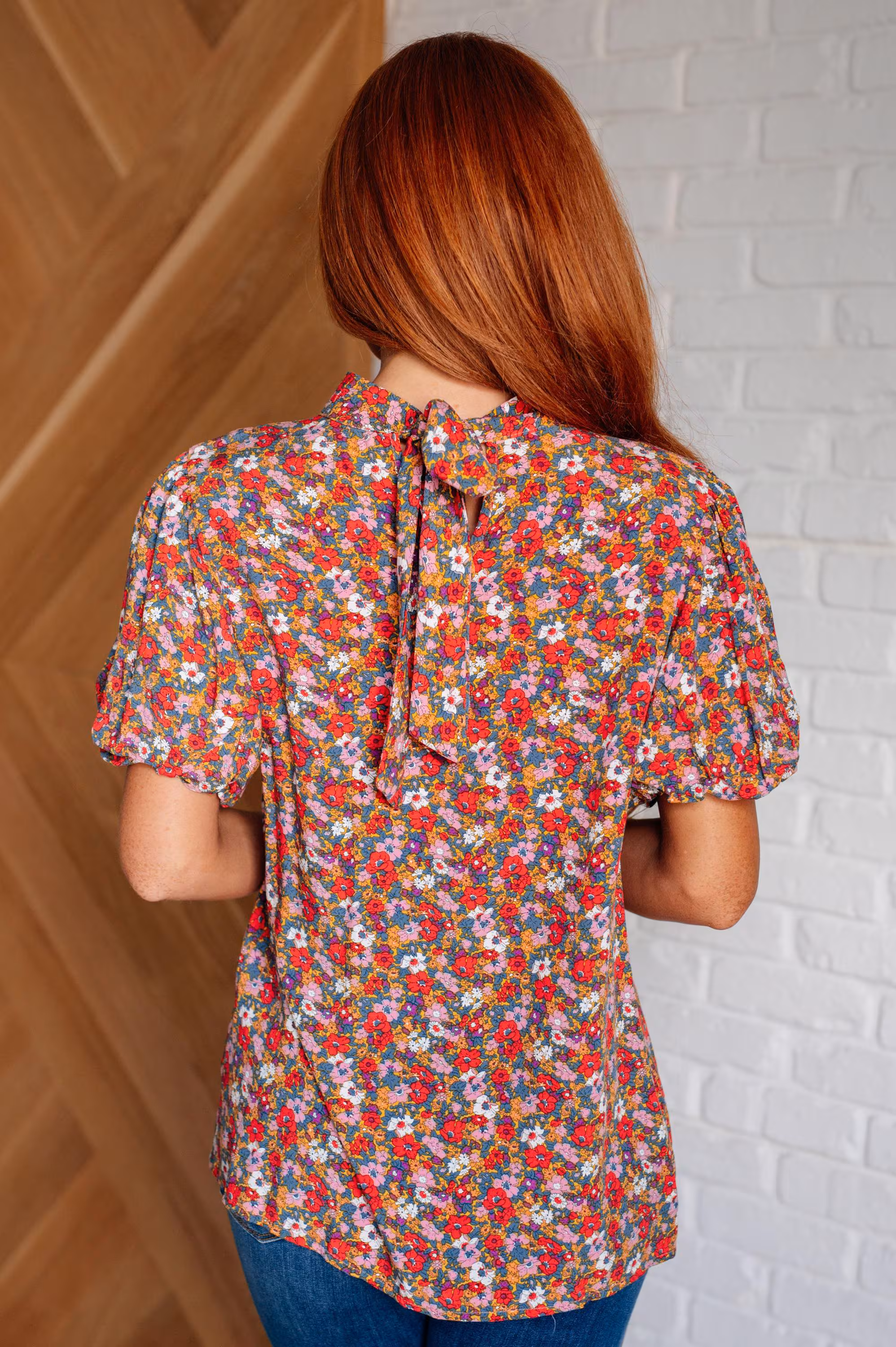 Bohemian Moment Floral Mock Neck Blouse — view 8