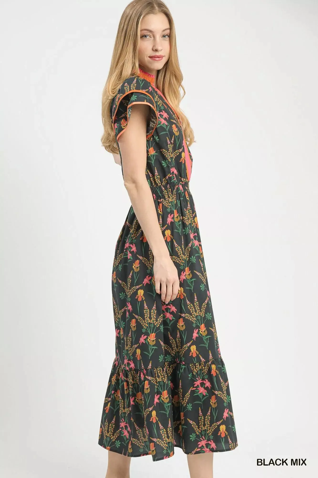 Whimsical Floral Midi Cotton Dress — view 4