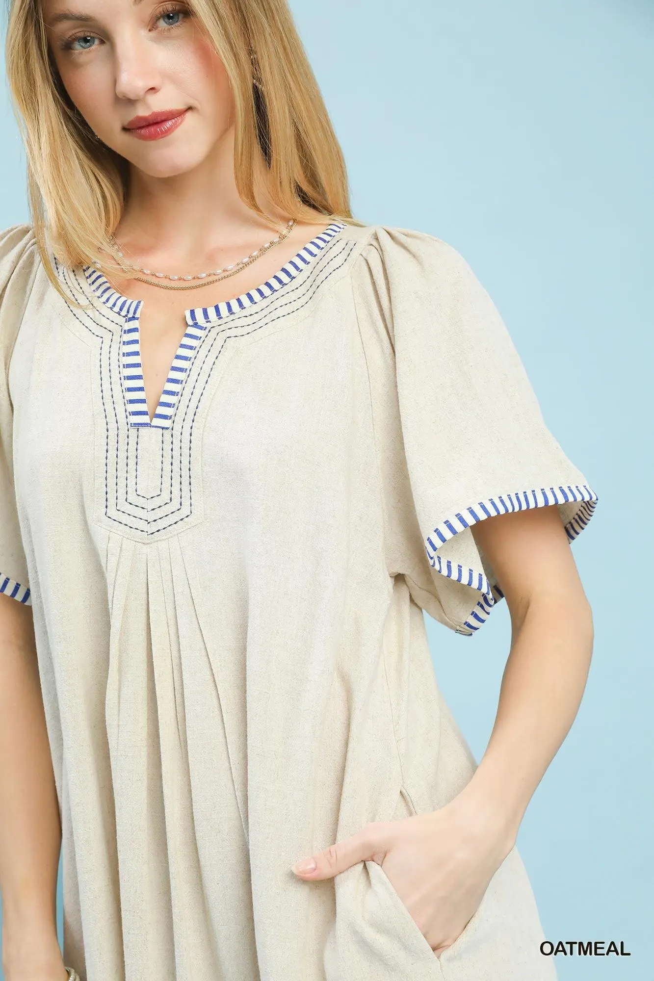 Cottage Linen Cotton Trim Dress — view 2