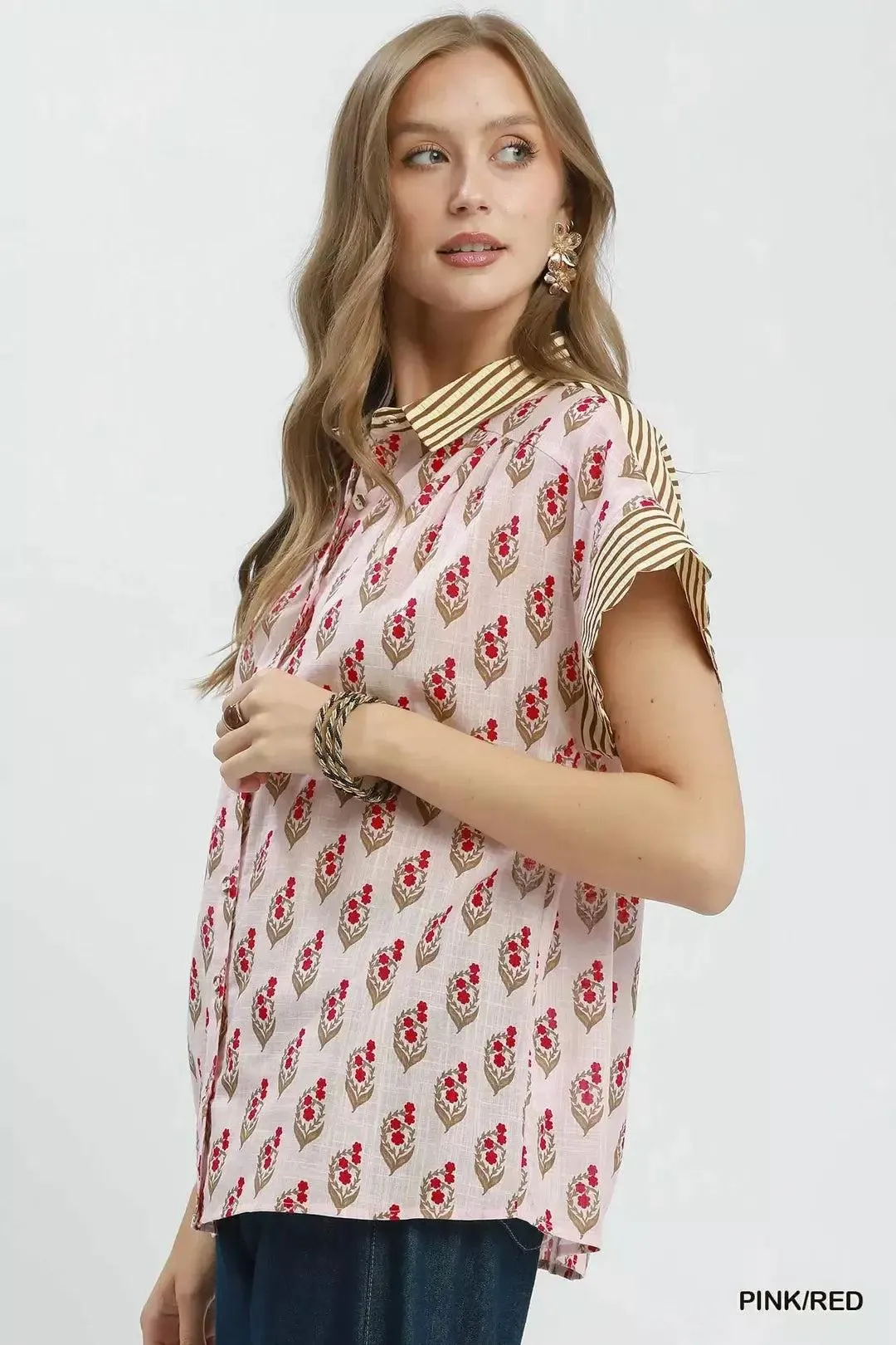 Rosewood Blossom Cotton Blouse — view 5