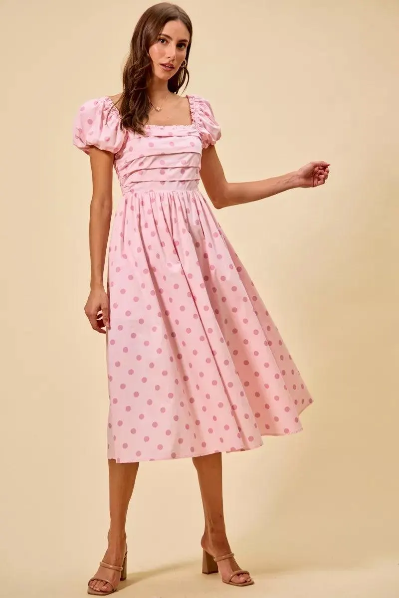 50's Polka Dot Retro Cutie Dress in Pink — view 10