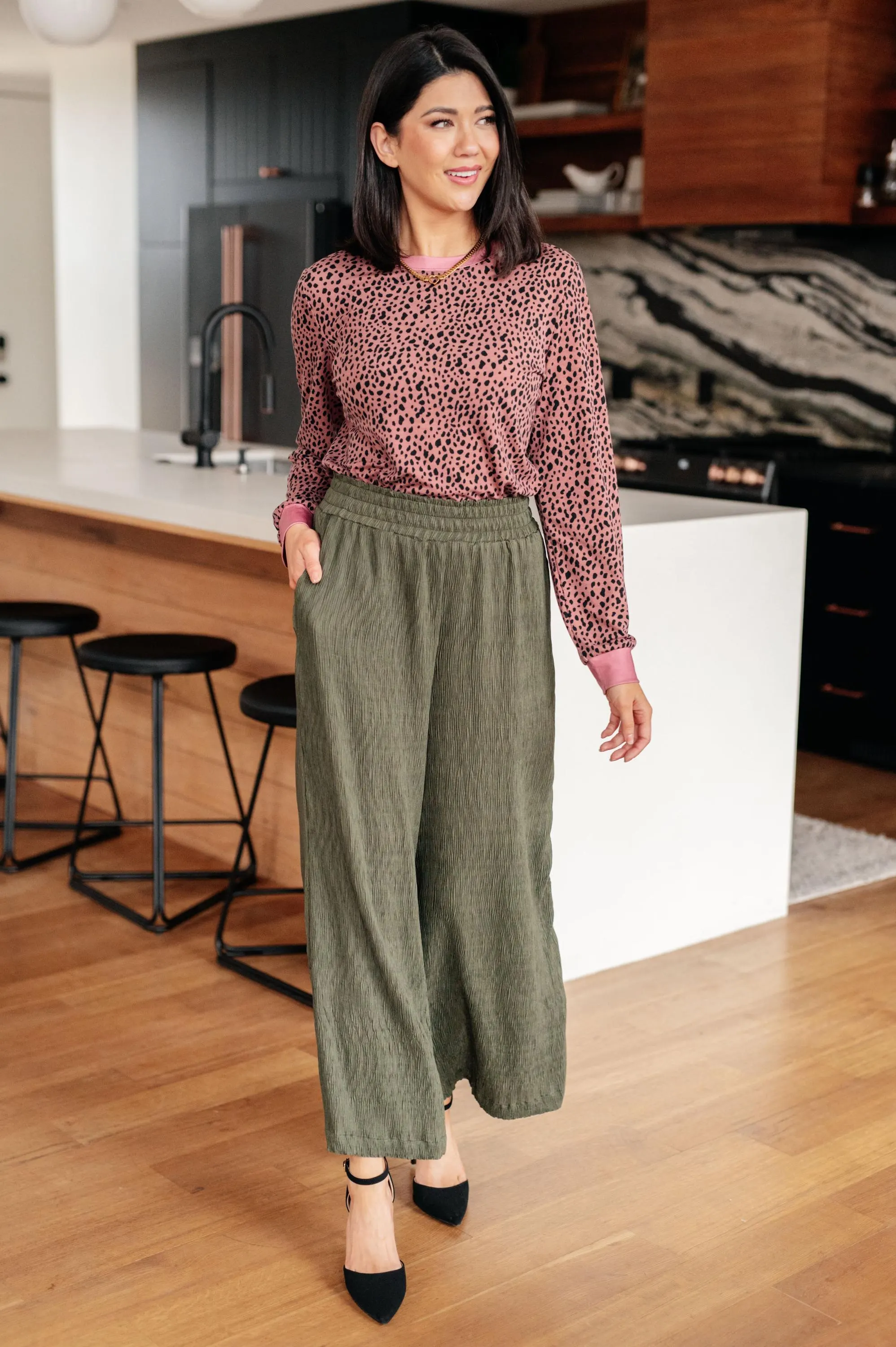 Fall Top Spotted Around Town Long Sleeve Top — view 4
