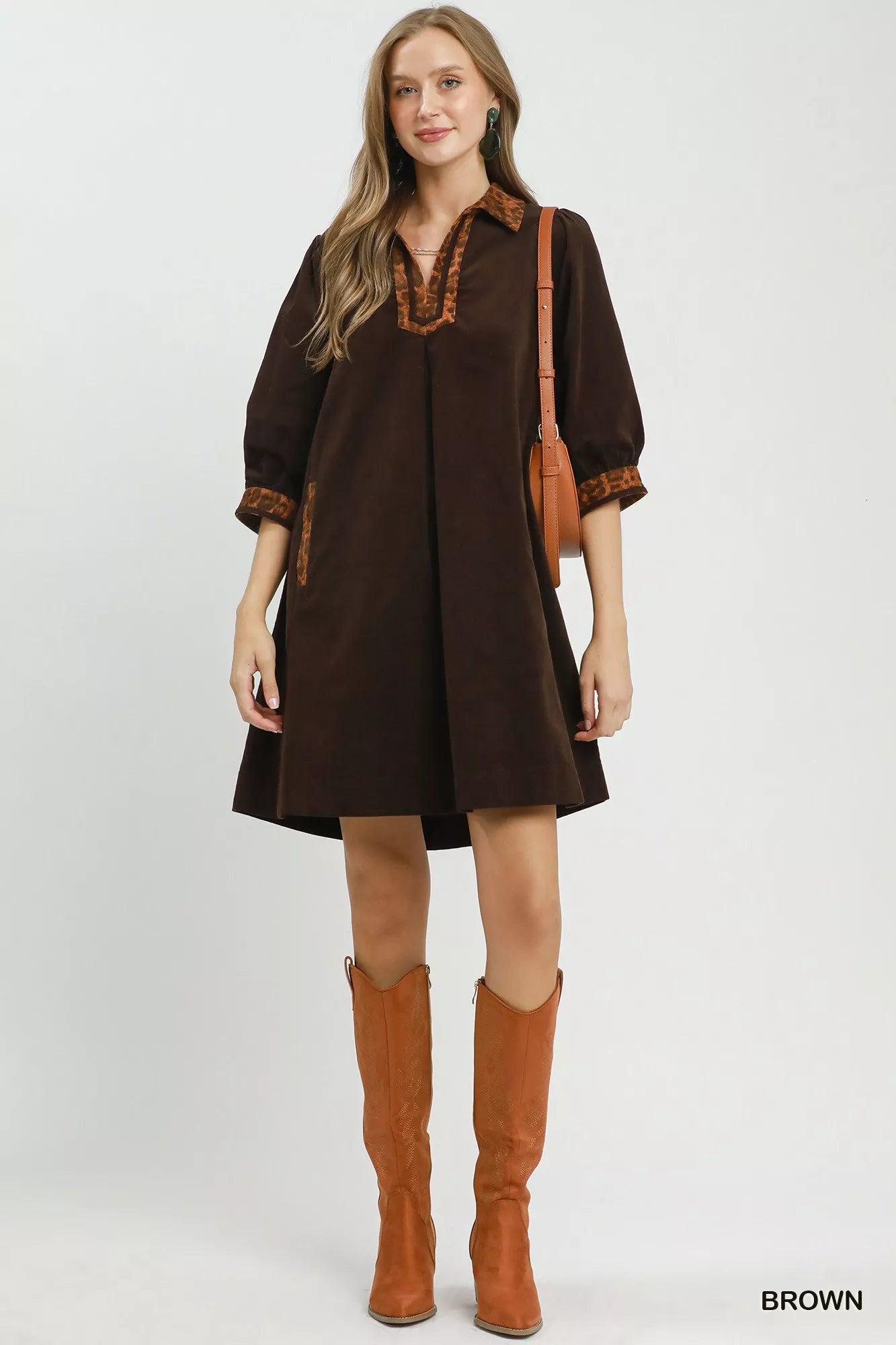 Autumn Cutie Corduroy Cotton Shift Dress — view 3