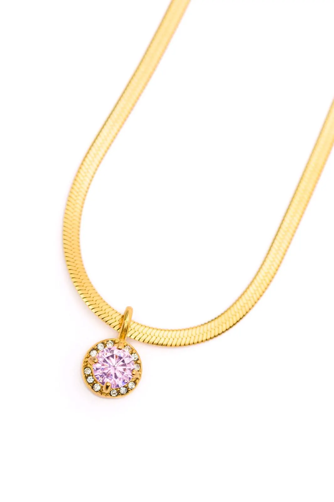 18K Gold Here to Shine Pink Gem Hypoallergenic Necklace — view 11