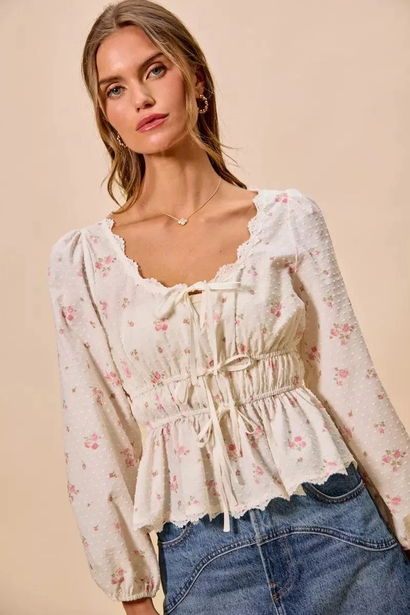 Wildflower Lace Ruched Bow Blouse — view 13