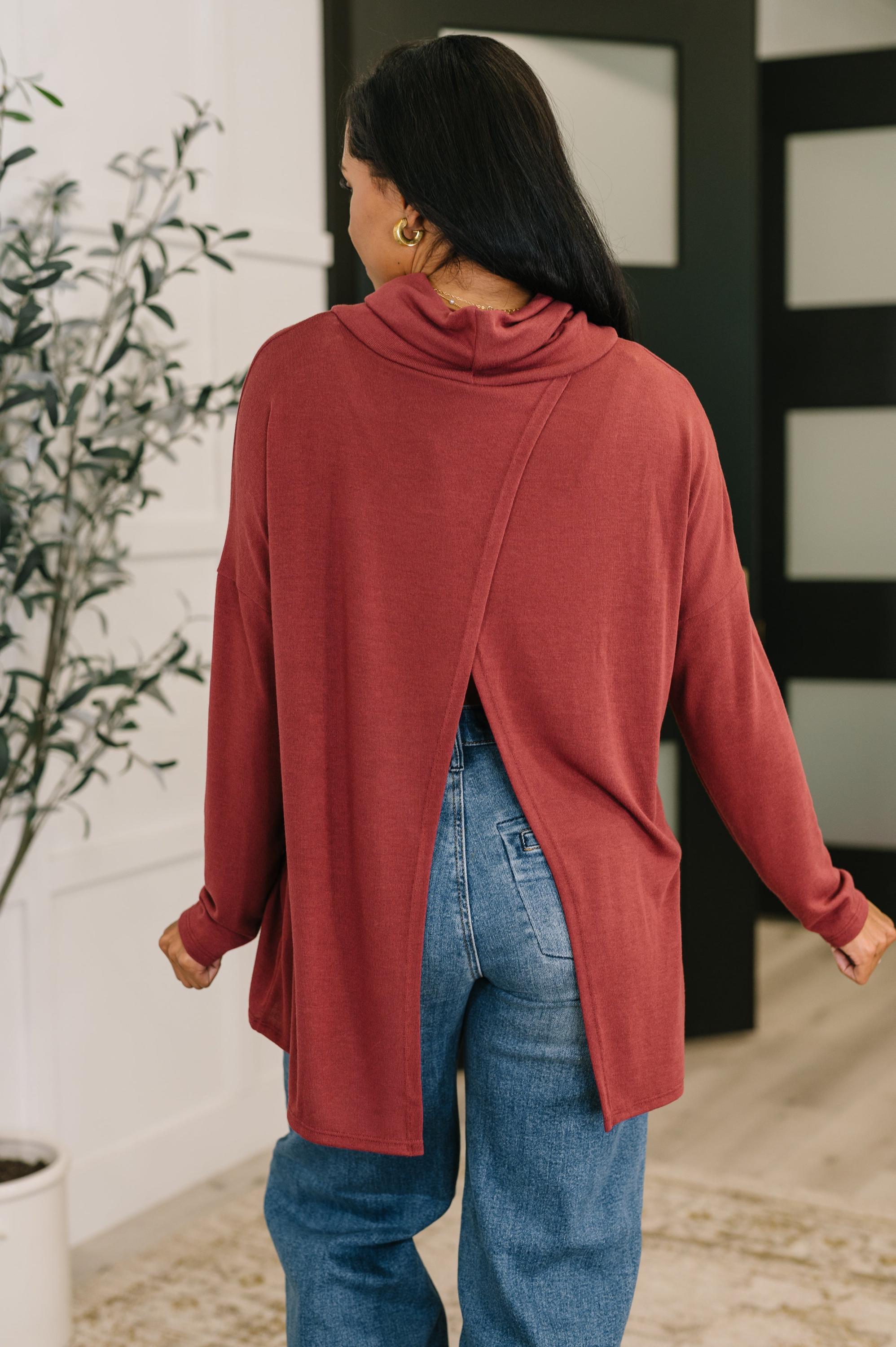 Travel Destination Pullover Top in Wine — view 4