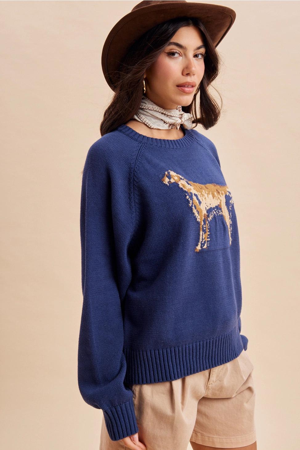 Dog Mom Cozy Knit Sweater in Classic Navy — view 4