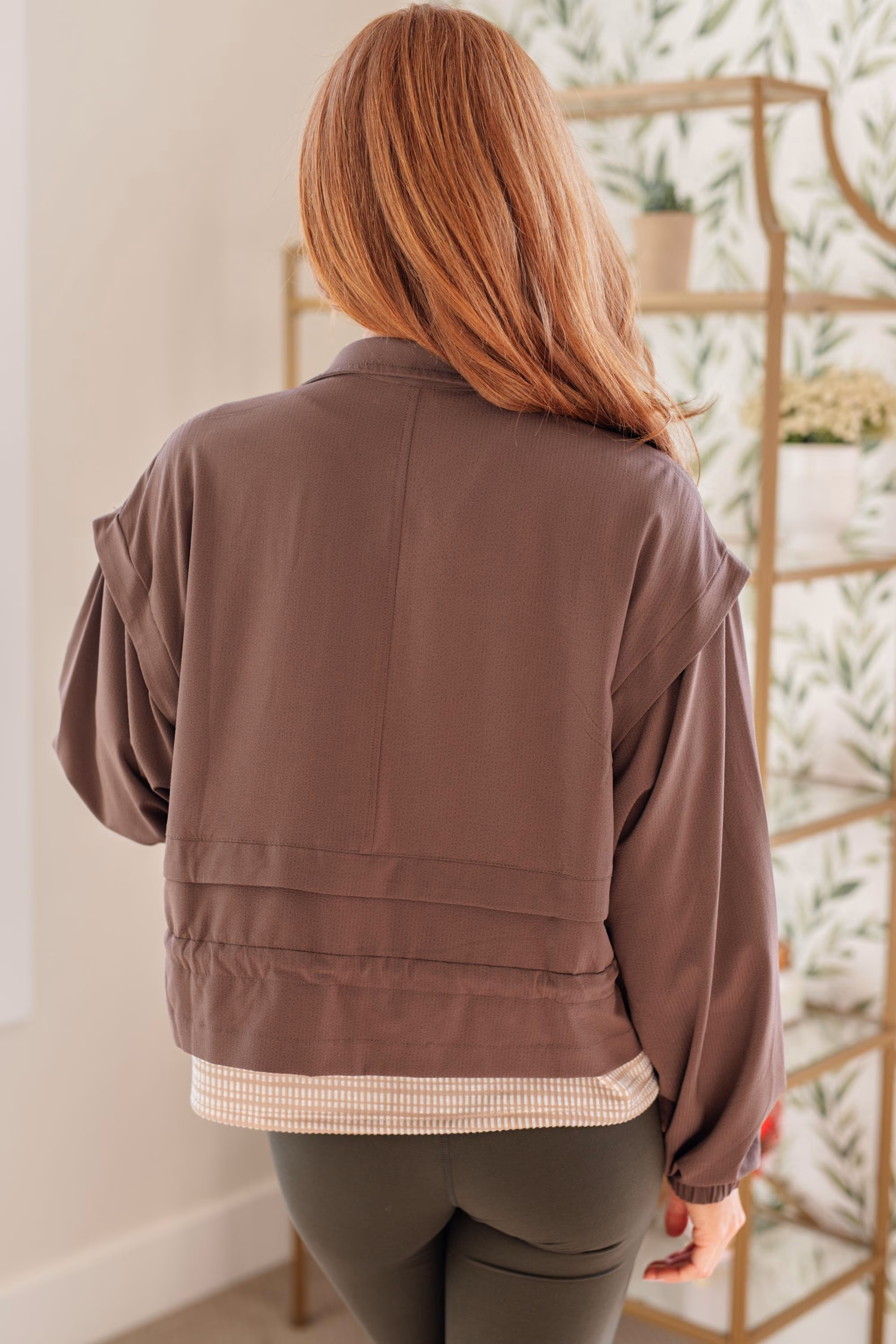 Rain Jacket She's Got Game Cropped Jacket in Brown — view 9