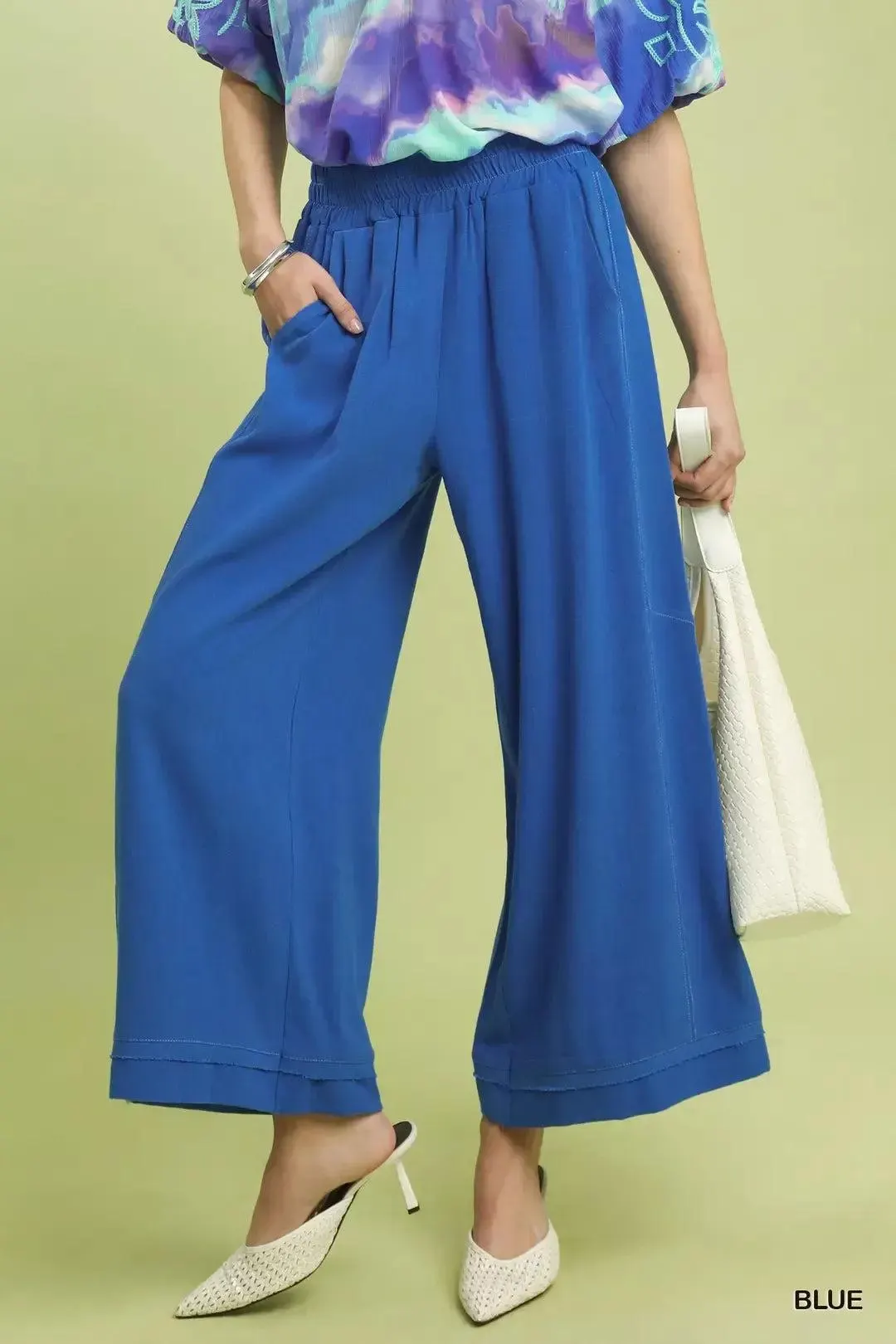 Bluebell Linen Elastic Waist Wide Leg Pants
