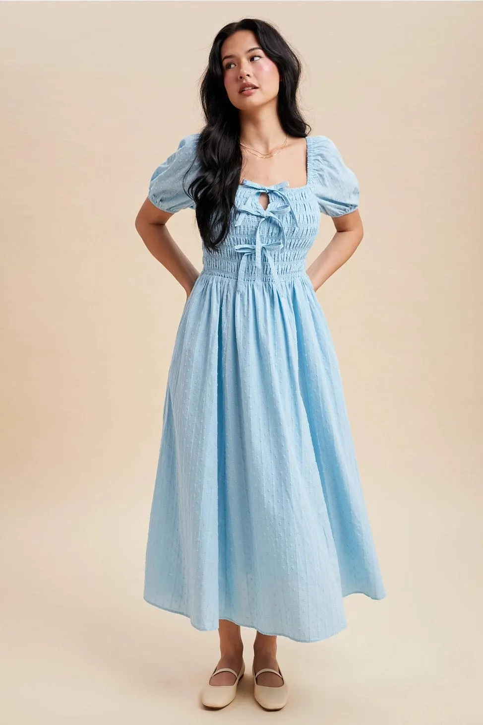 Wonderland Whimsy Cotton Dress in Blue Aura — view 5