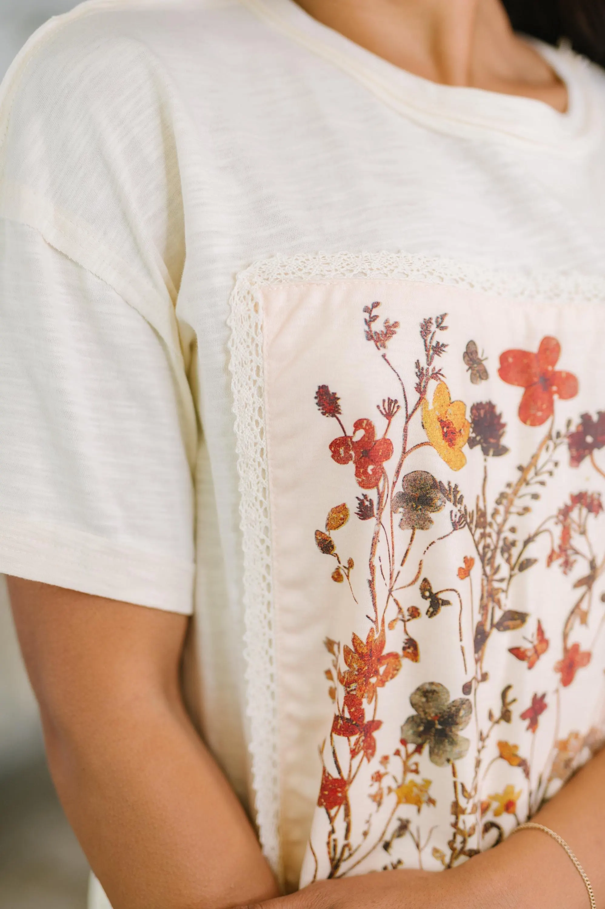 Wildflowers Applique Cotton Top — view 2