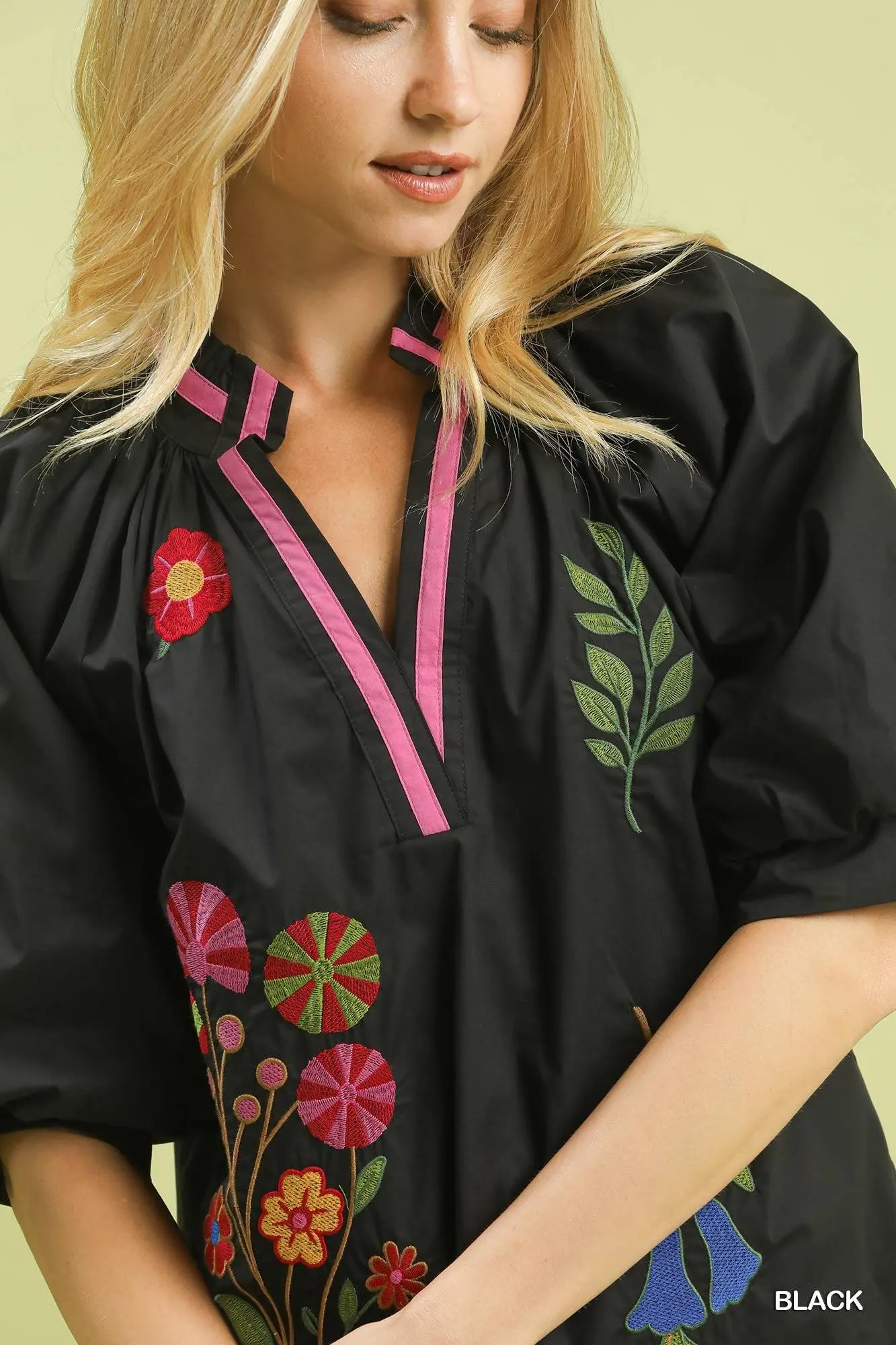 Lean on Me Embroidered Floral Cotton Blouse — view 2