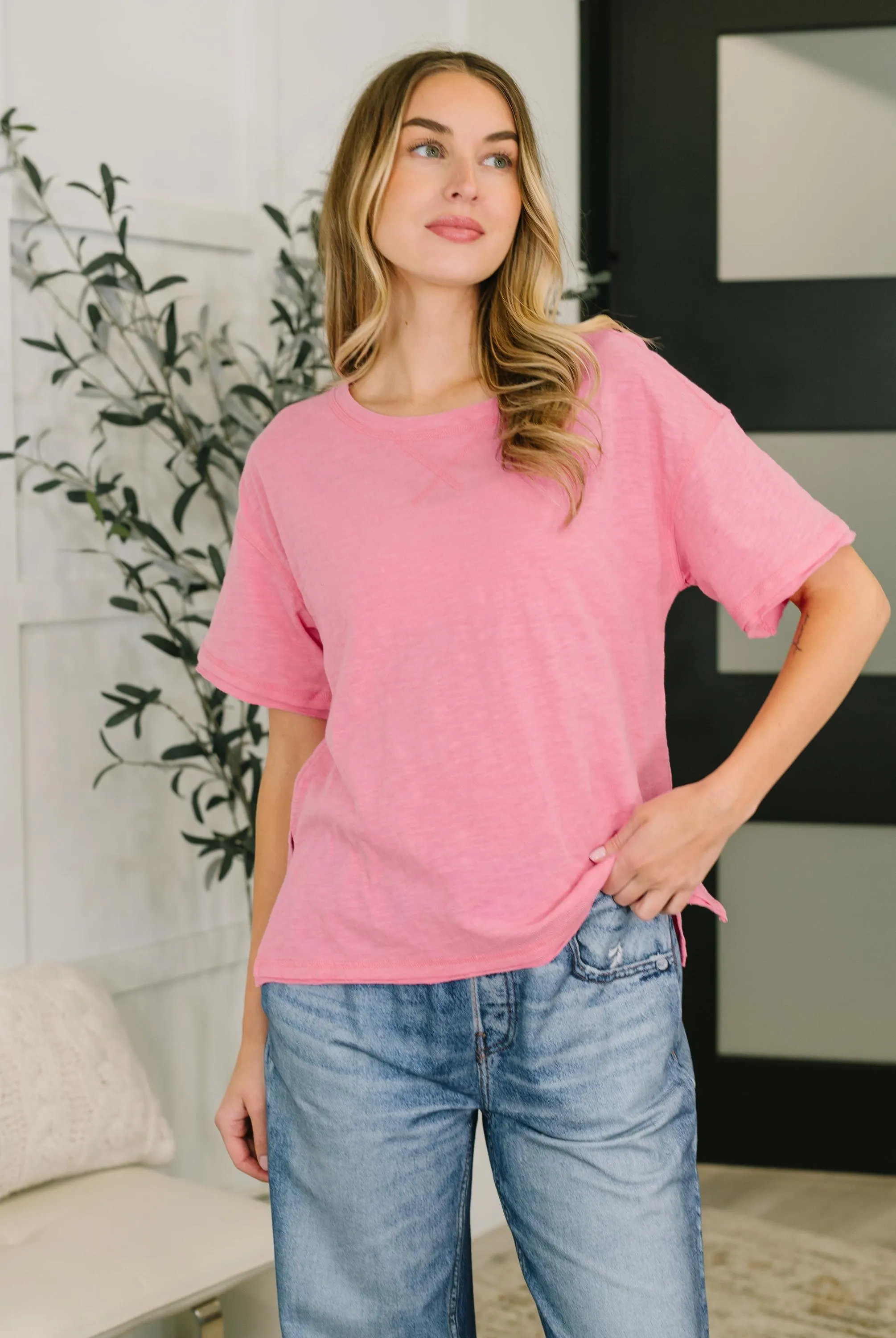Effortless Edit Cotton Tee in Candy Pink