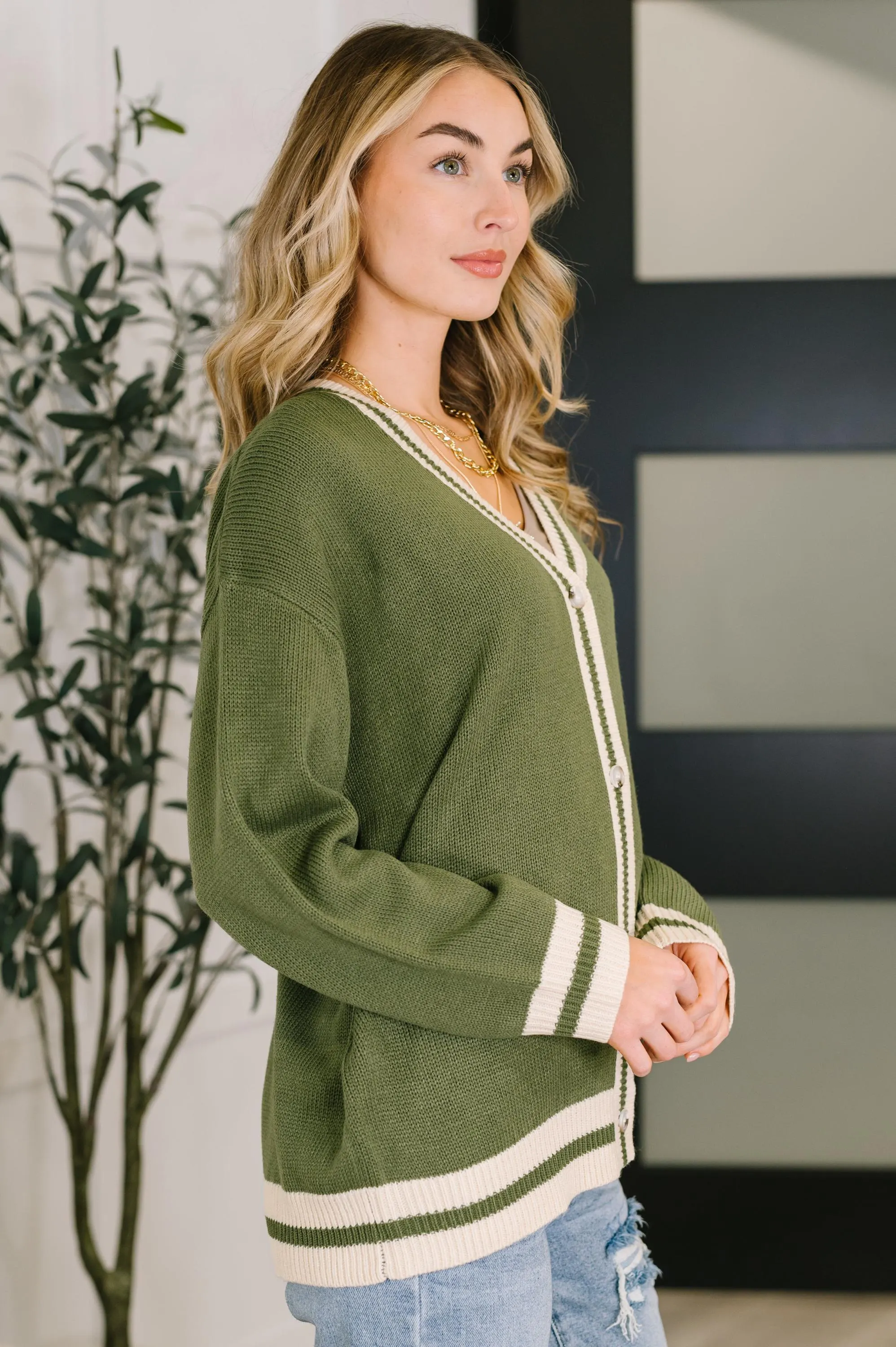 Fall Cardigan Sweater Something Simple Full Front Button — view 4