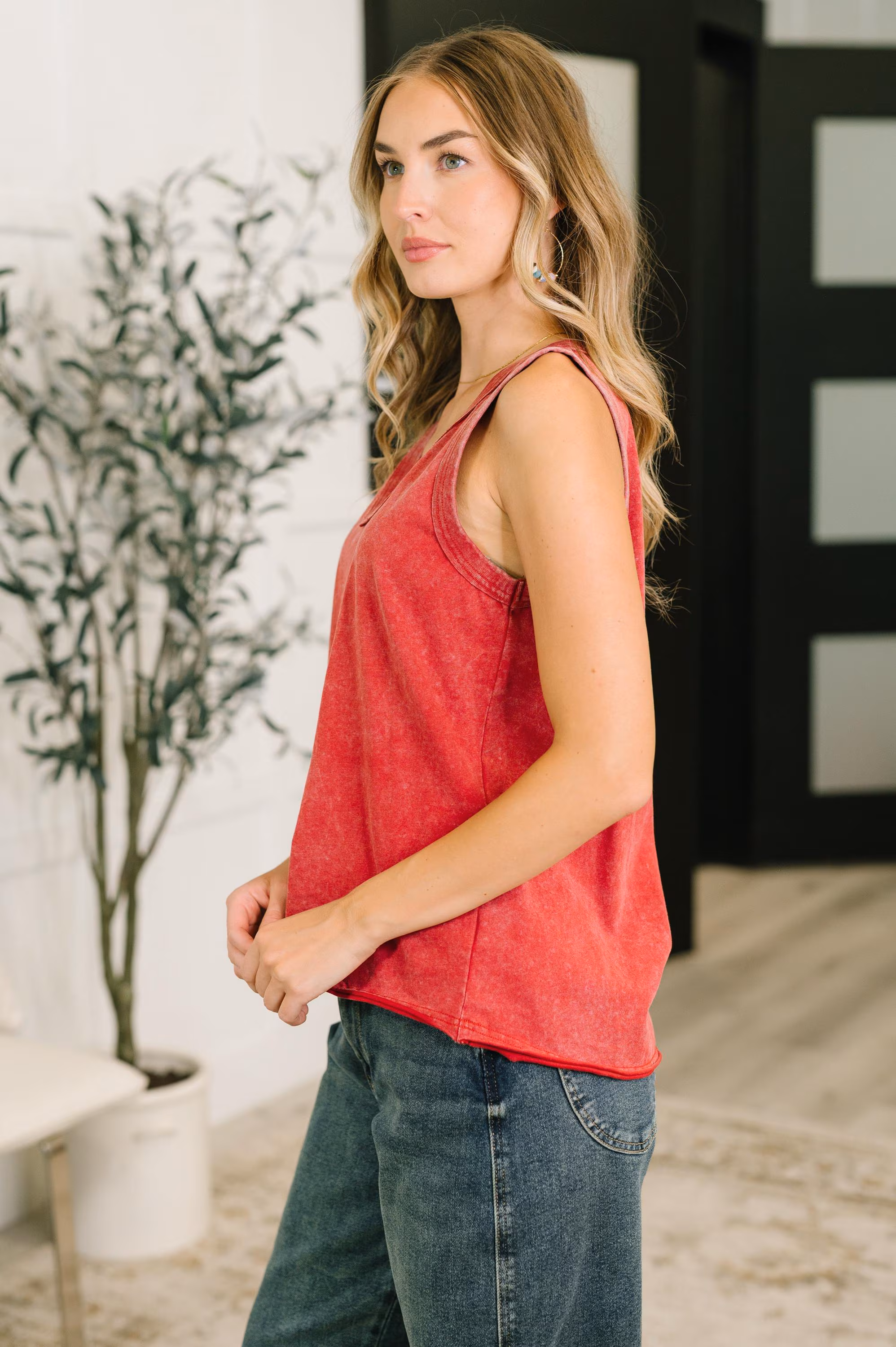 Get It Right V-neck Mineral Wash Tank — view 4