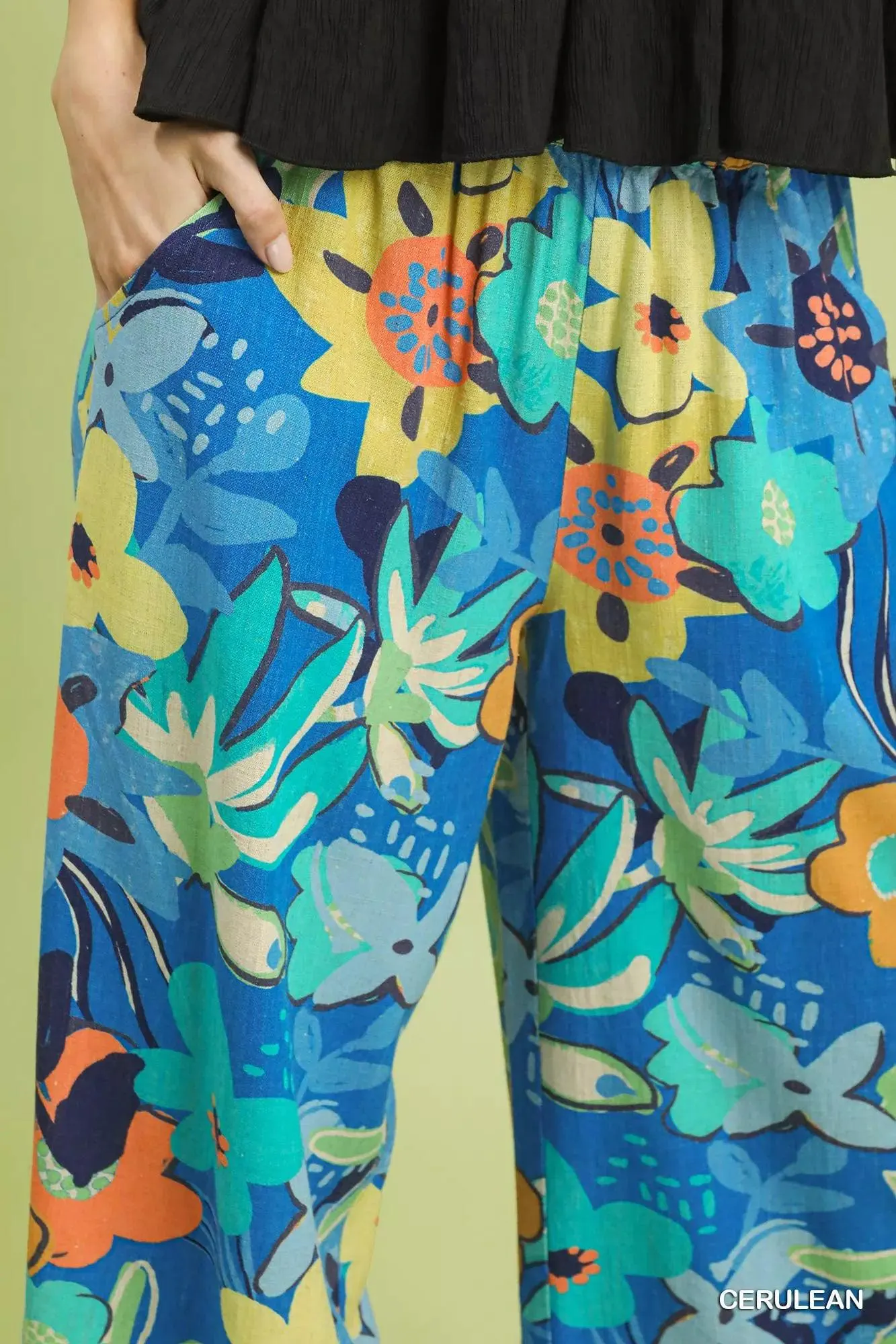 Floral Harbor Wide Leg Linen Blend Pants — view 4