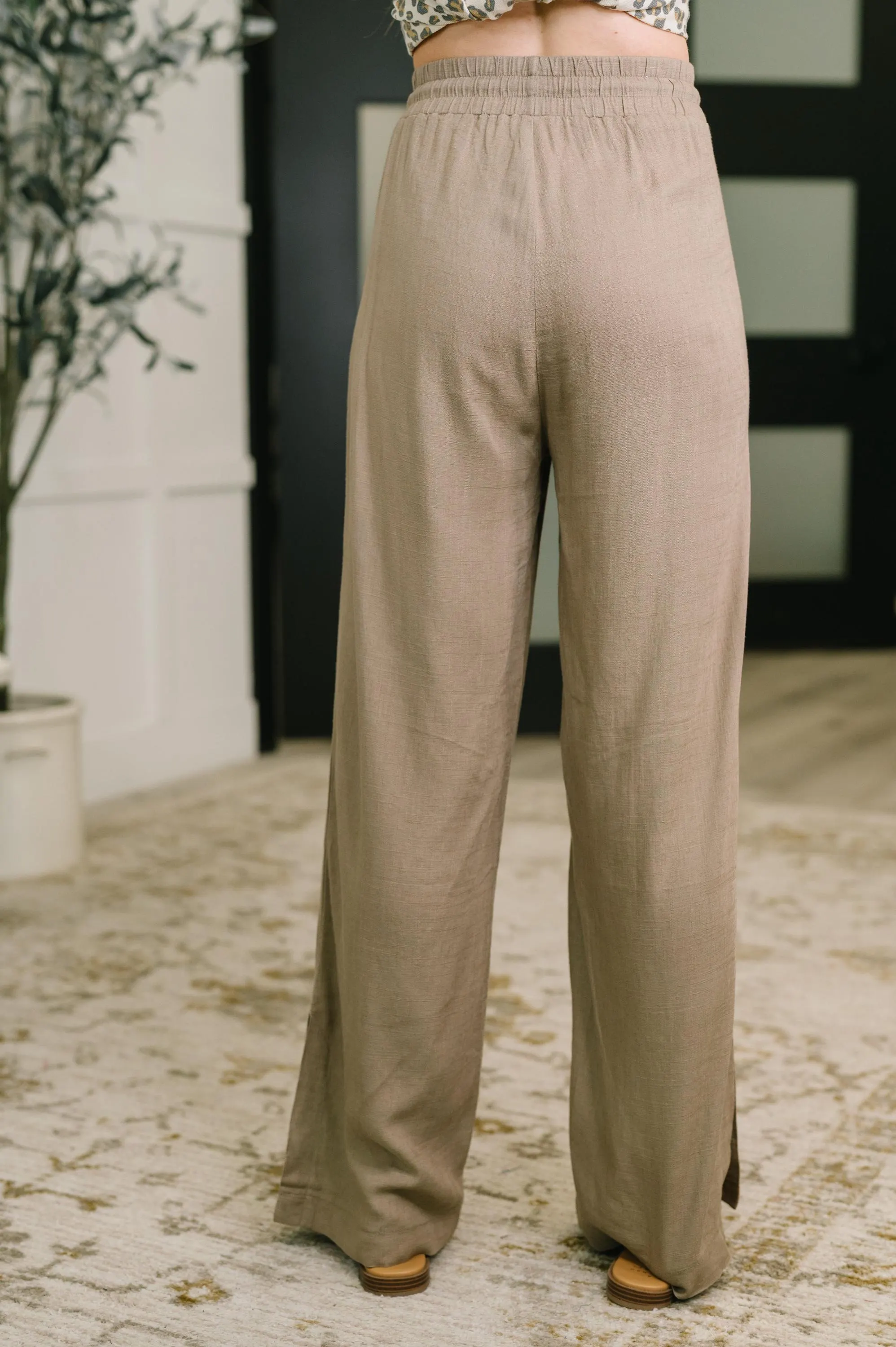 Straight Leg Linen Lounge Pants in Light in Cocoa — view 5