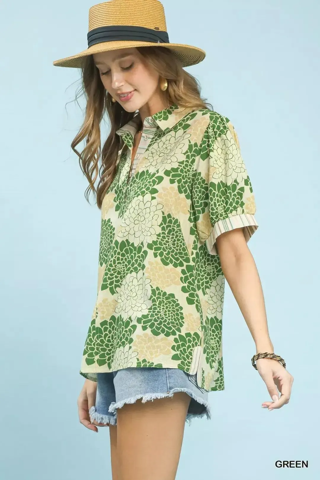 Wild Berry Blooms Linen Blouse — view 2