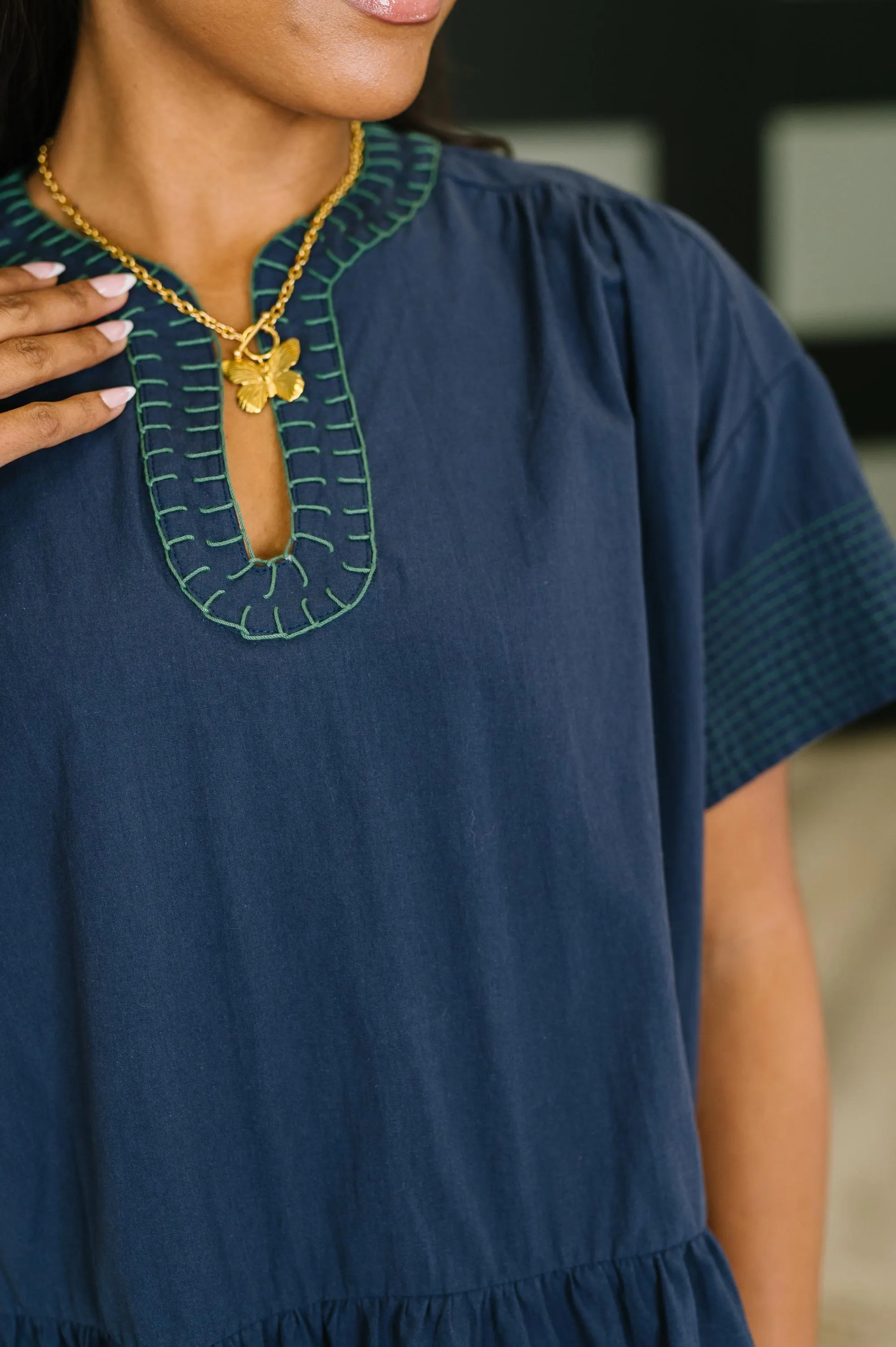 Boot Scootin' Boogie Tiered Dress in Navy — view 3