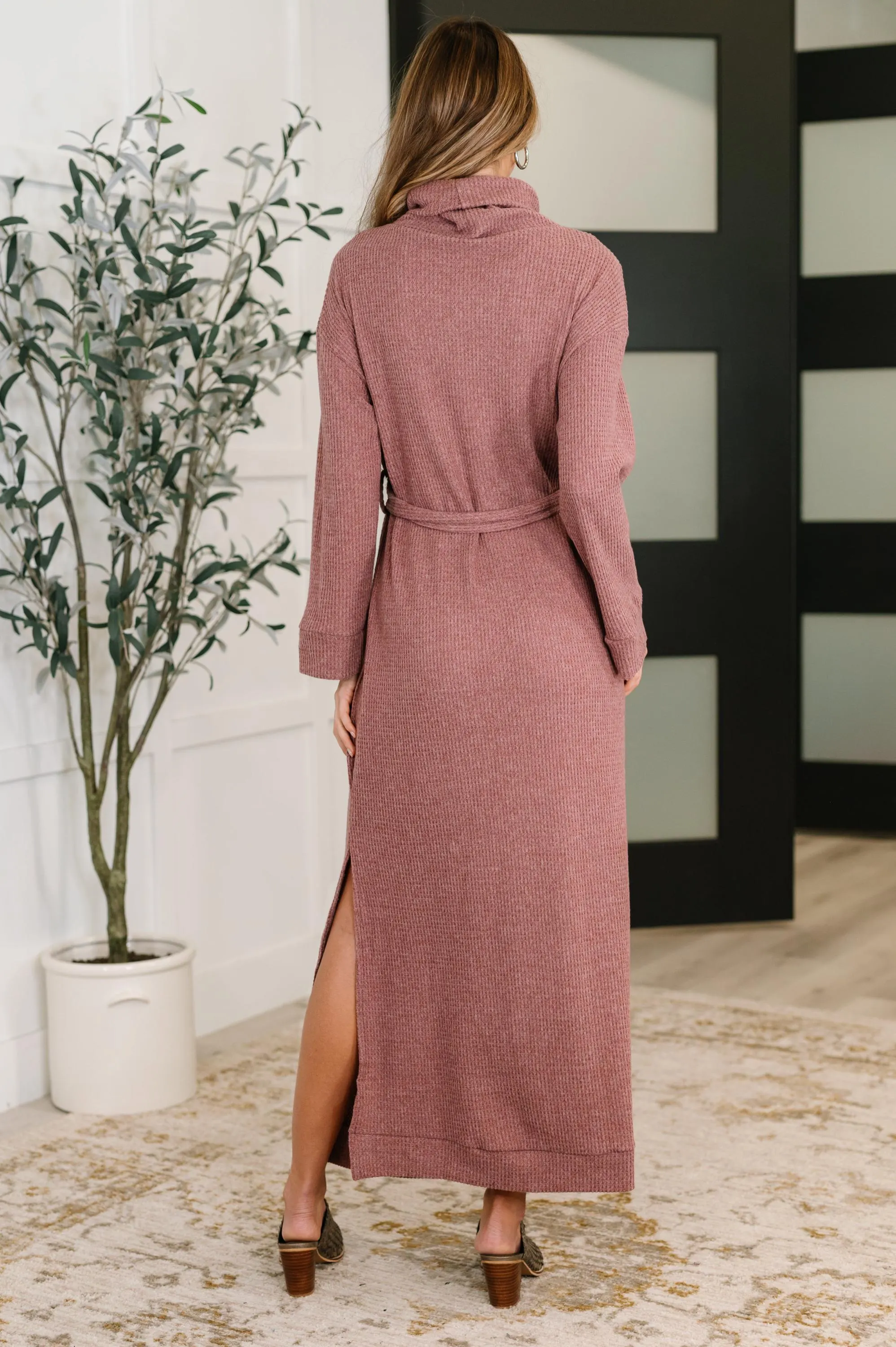 Sweater Dress Travel Plush Knit Maxi Dress in Autumn Berry — view 4