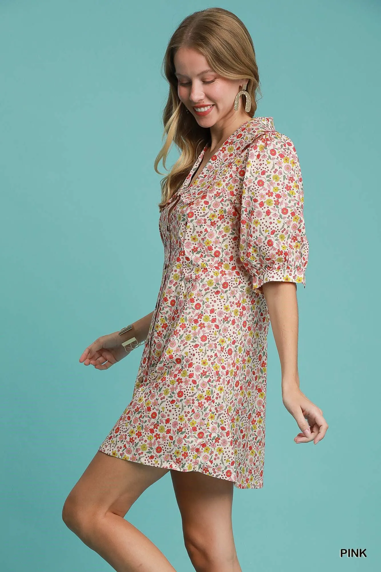 Love is A Verb Vintage Floral Dress in Pink — view 4