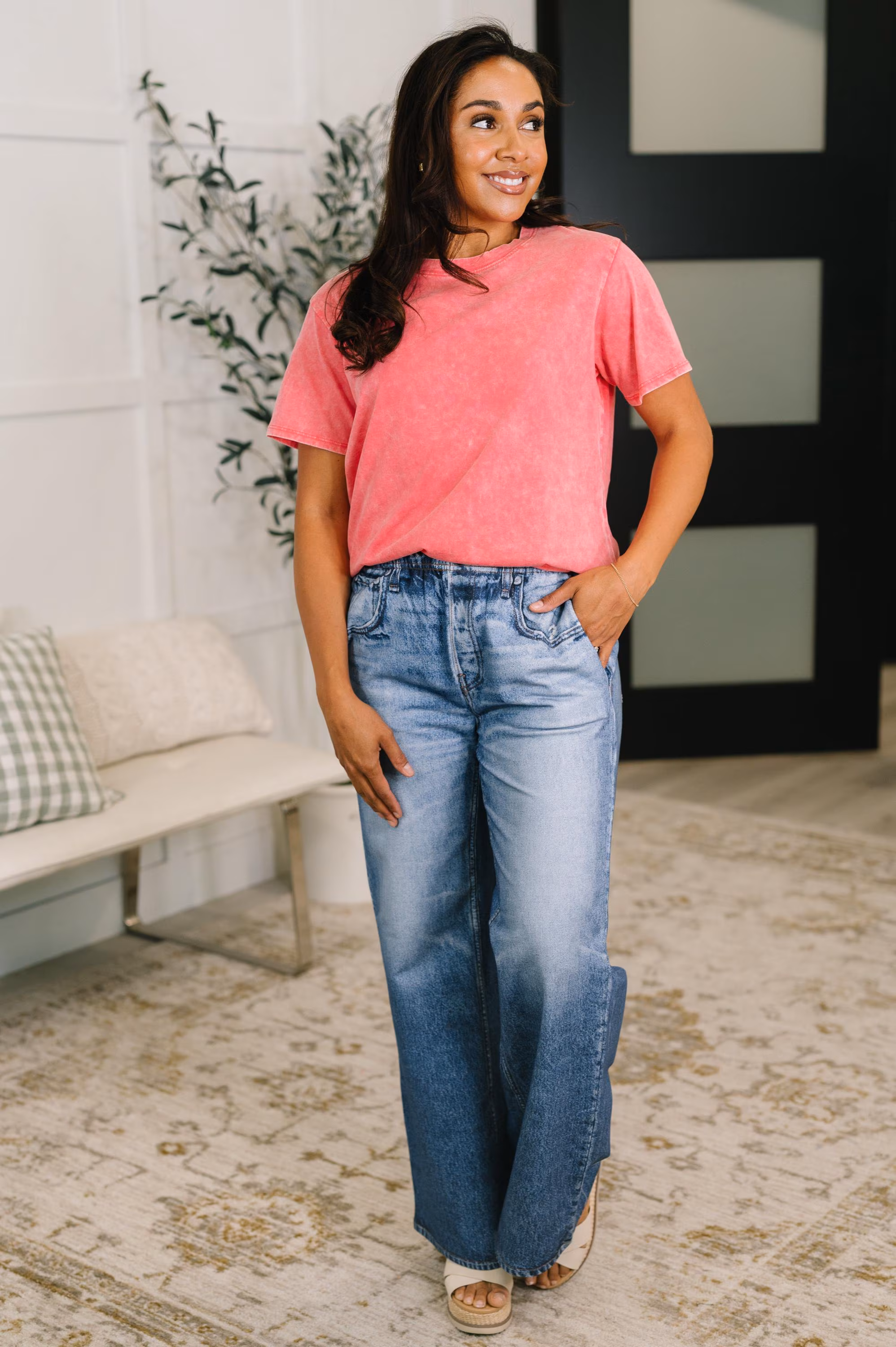 Had to Be There Mineral Wash Tee in Fuchsia — view 3