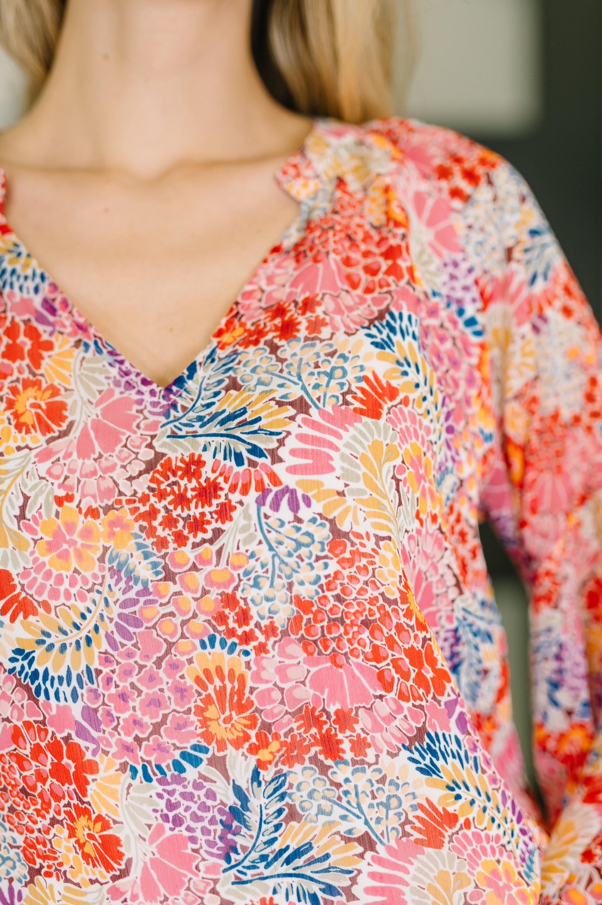 Womens Meadow V Neck Puff Sleeve Blouse Colorful Womens — view 2