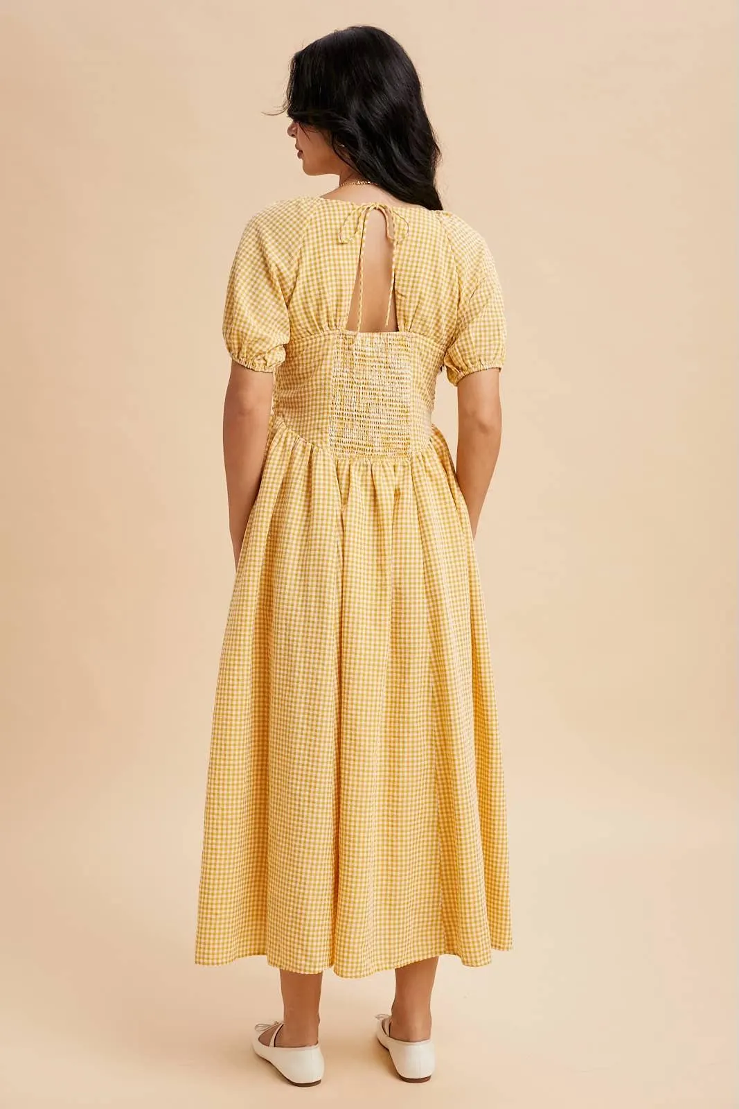 Honey for Your Thoughts Gingham Maxi Dress — view 3