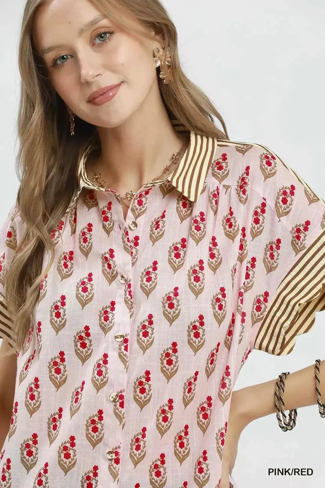 Rosewood Blossom Cotton Blouse — view 3