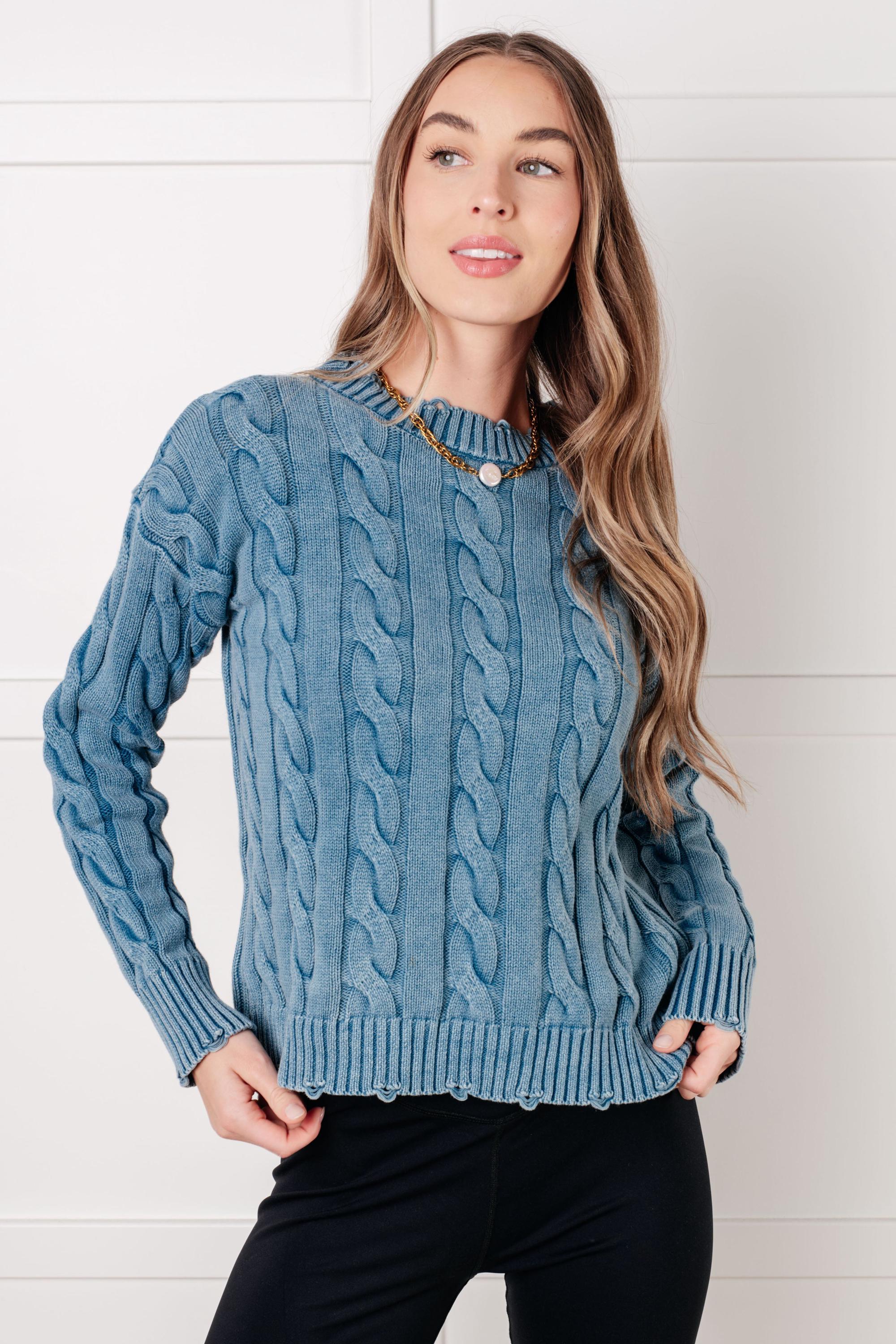 Fall Cozy Cotton Sweater in the Right Direction Cable Knit — view 2