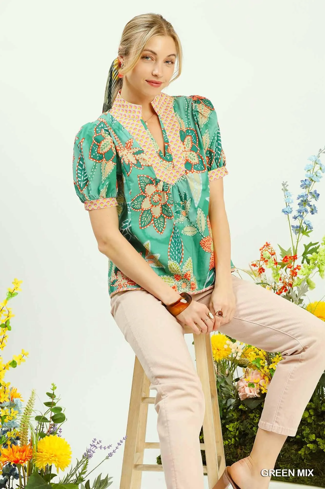 Where the Flowers Grow Cotton Blouse — view 2