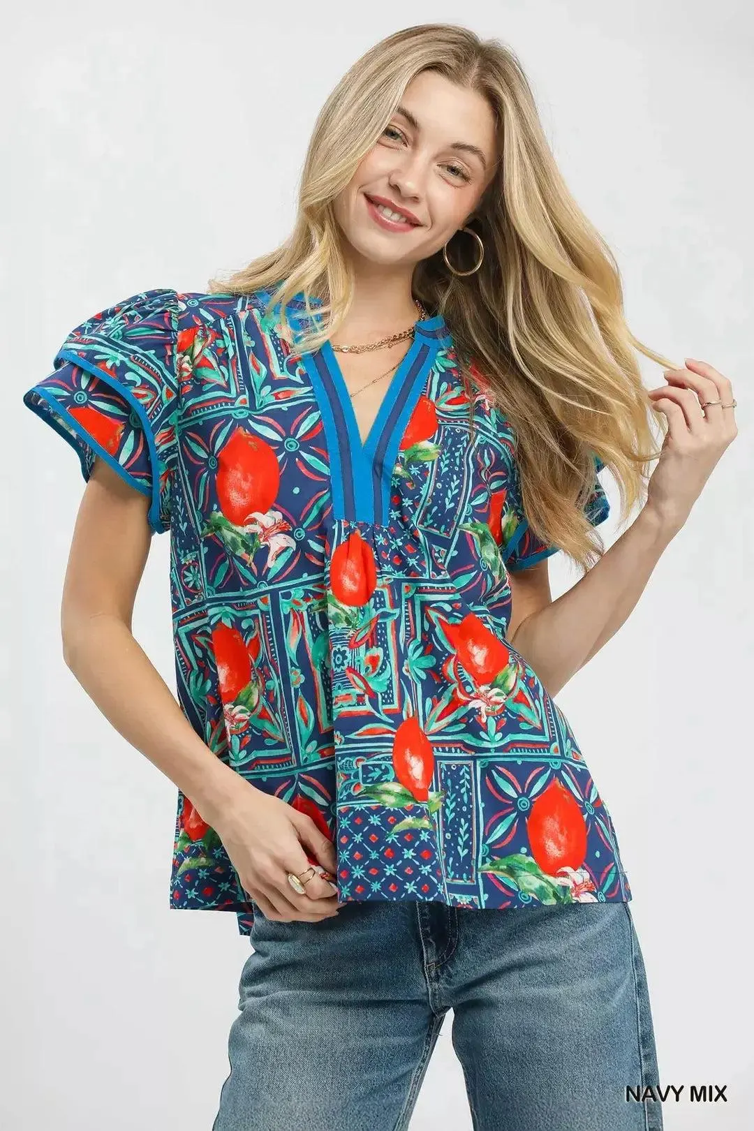 Midnight Garden Flutter Blouse