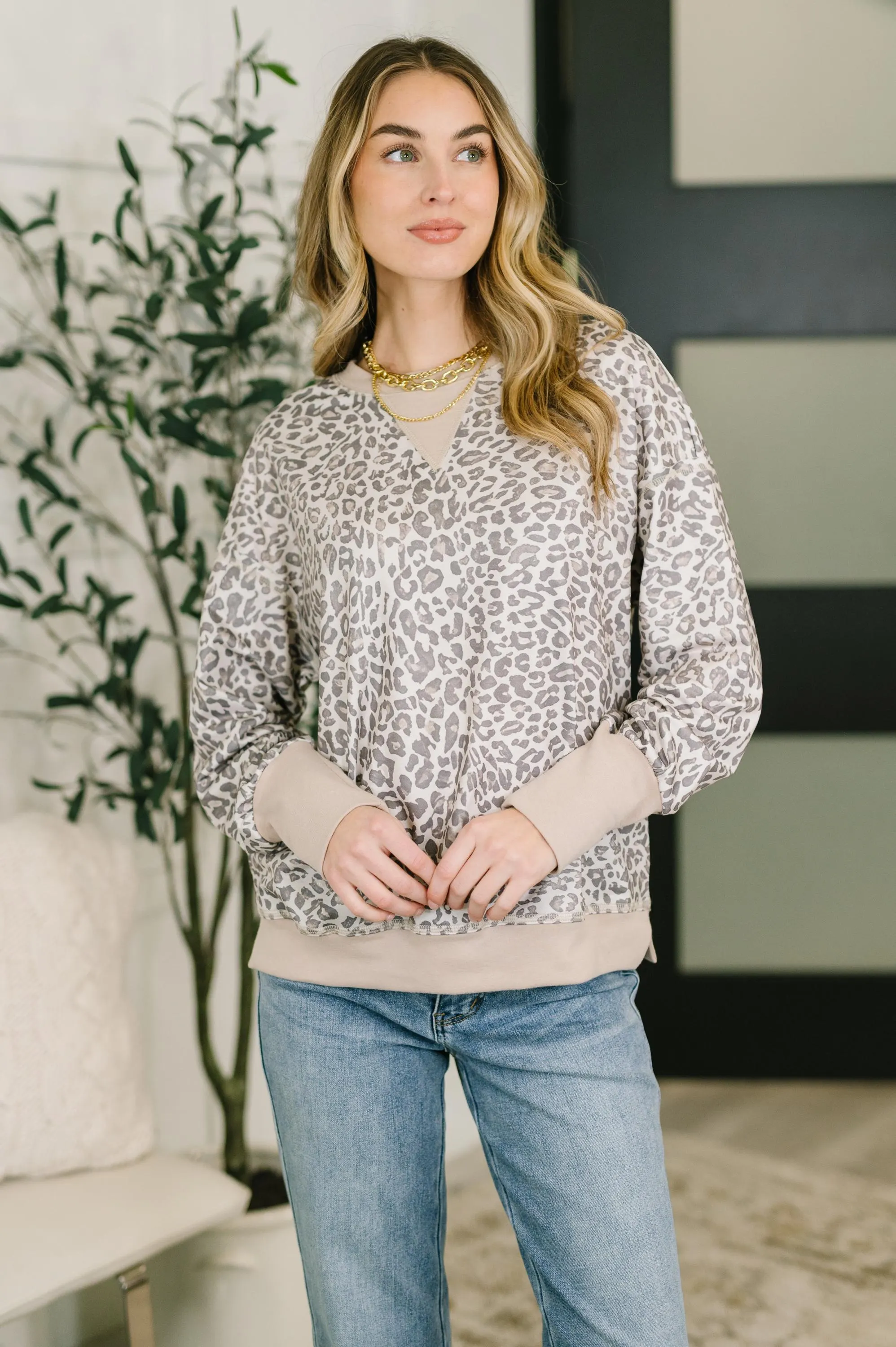 Top Everything You Need Patchwork Crew Neck Pullover